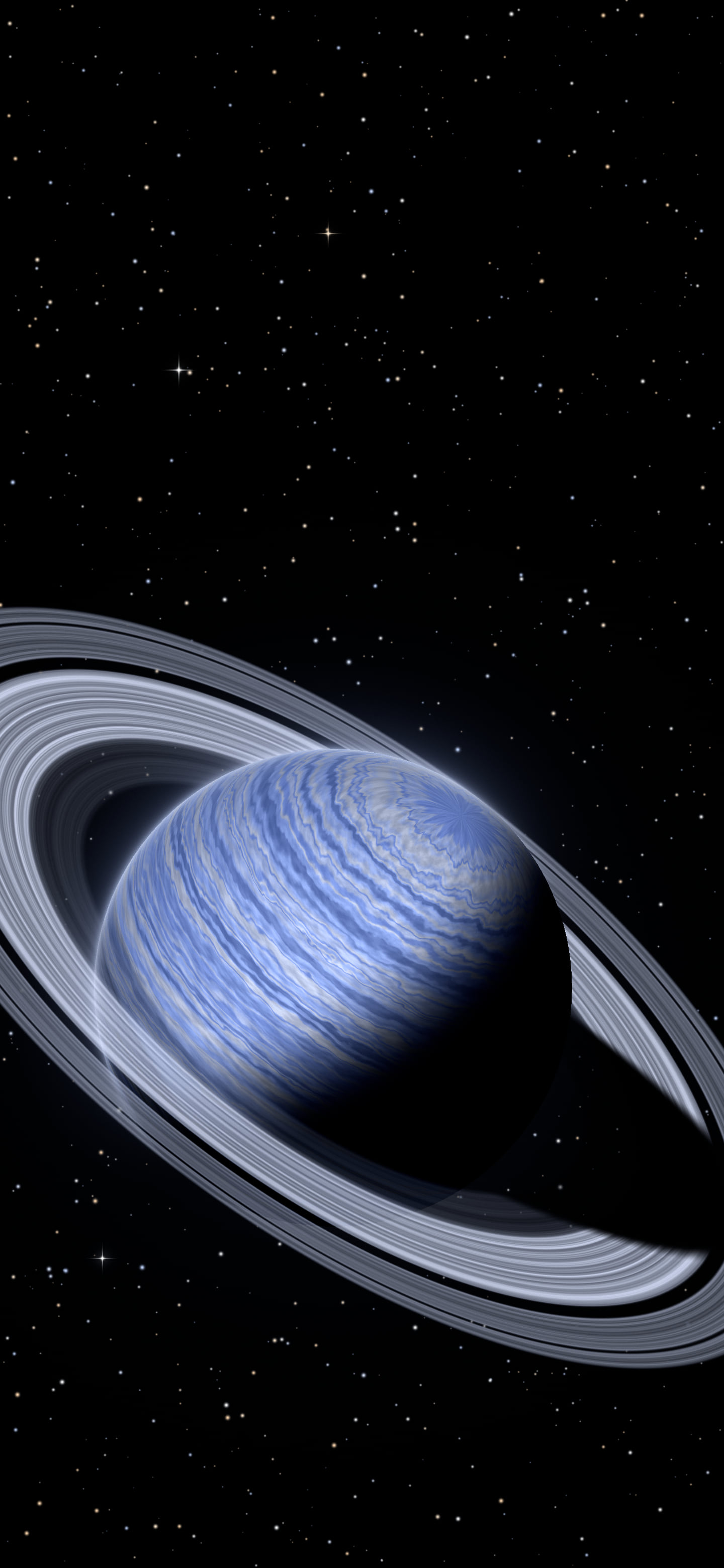 Black Ringed Saturn wallpaper for iPhone and Android