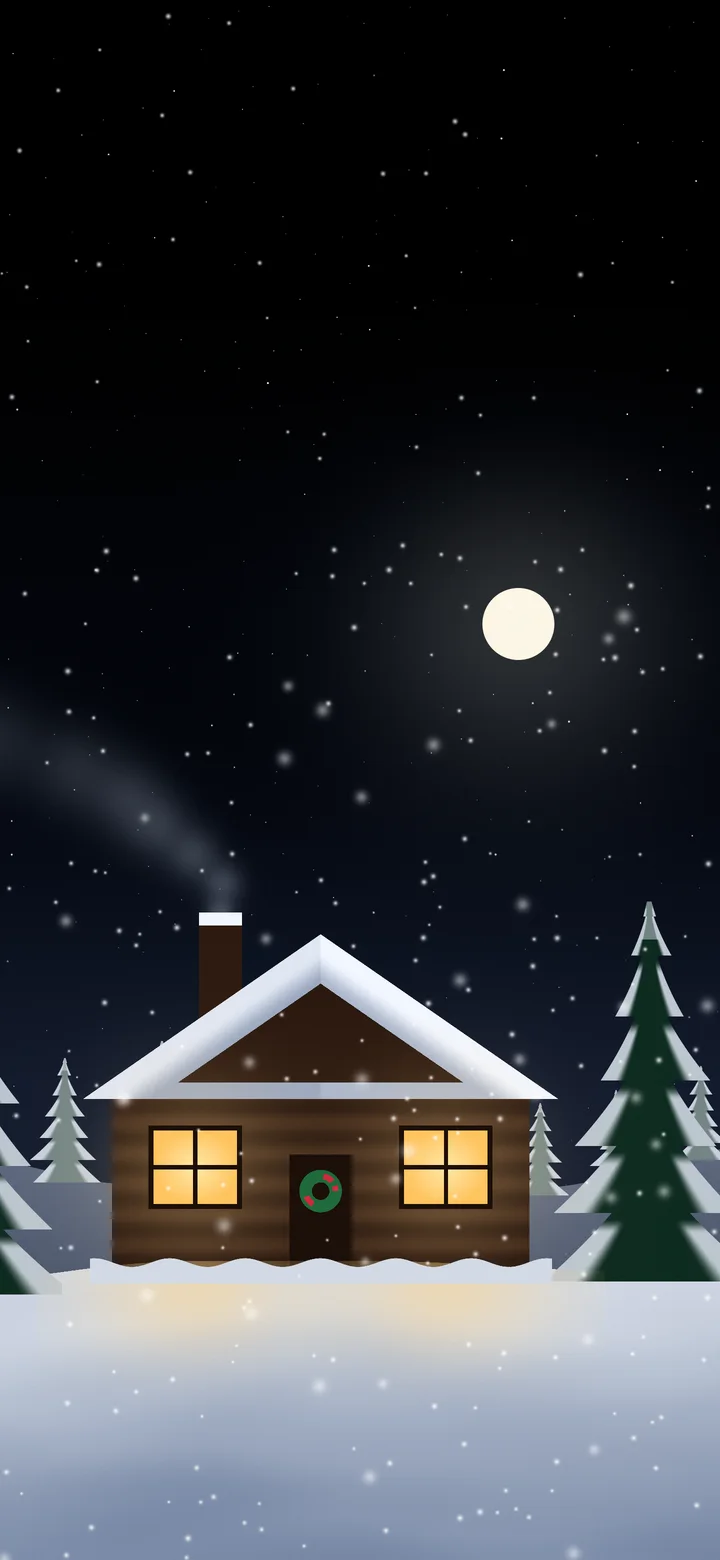 Black Snowy Christmas Cabin wallpaper for iPhone and Android