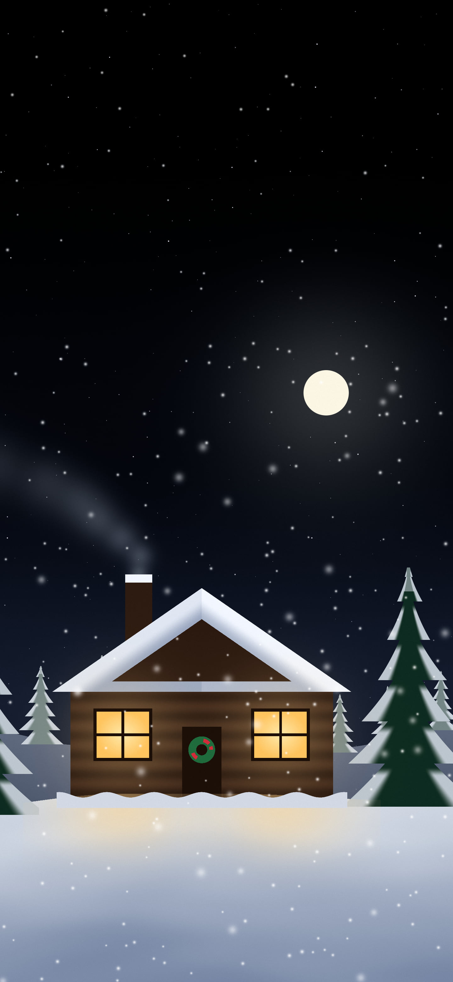 Black Snowy Christmas Cabin wallpaper for iPhone and Android