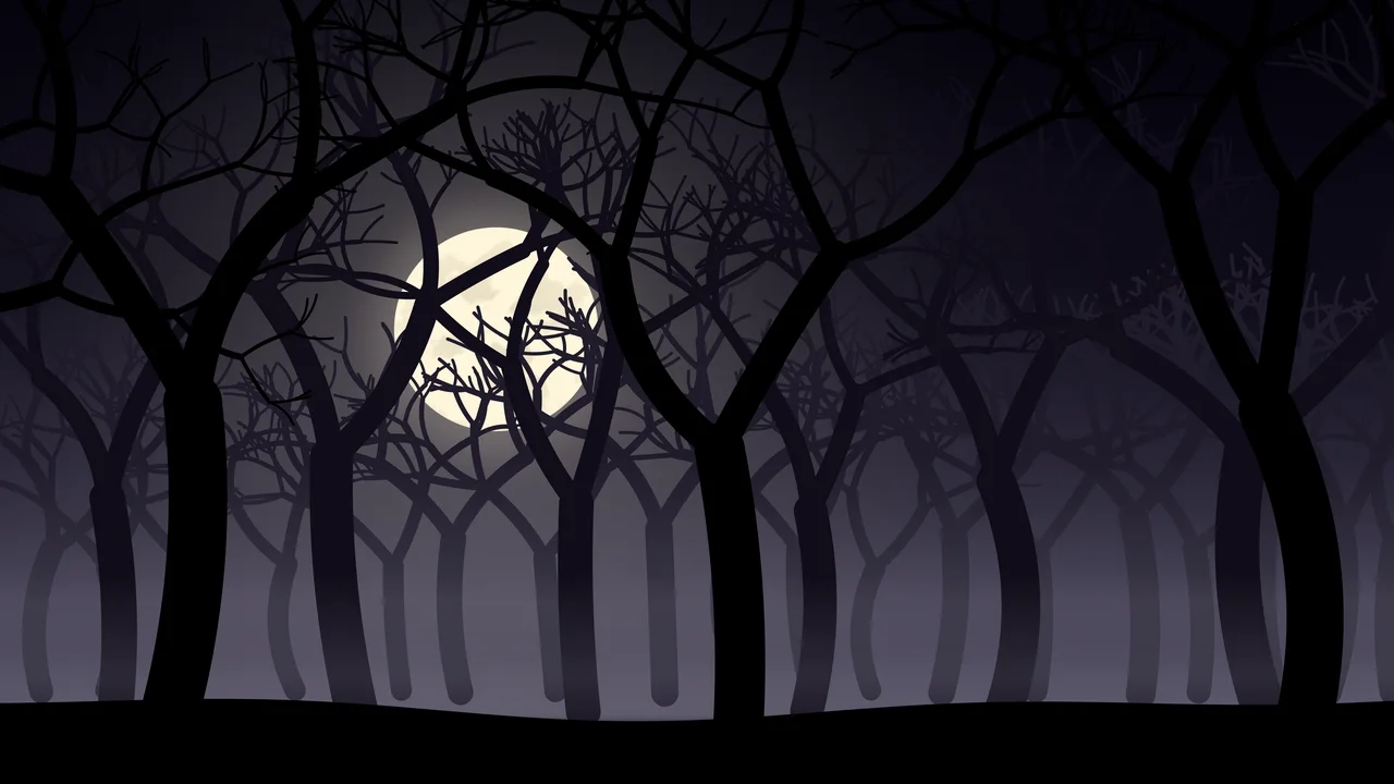 Black Spooky Forest desktop wallpaper in 4K