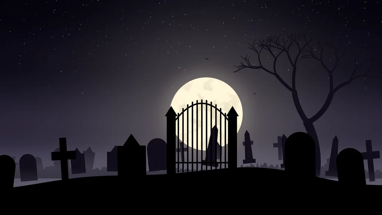 Black Spooky Graveyard desktop wallpaper in 4K