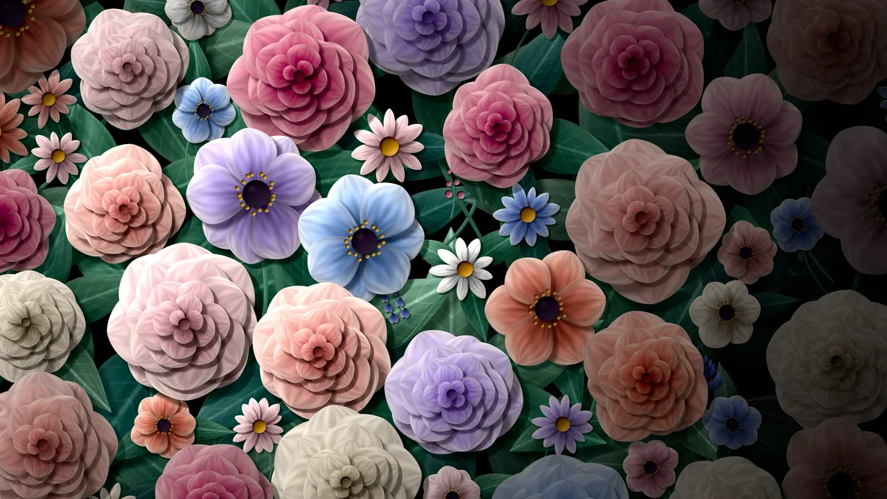 Black Vintage Floral Pattern desktop wallpaper in 4K
