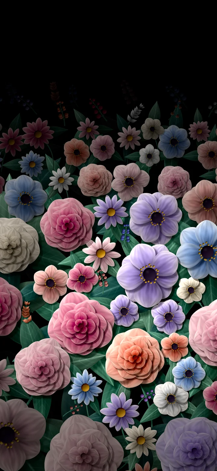 Black Vintage Floral Pattern wallpaper for iPhone and Android