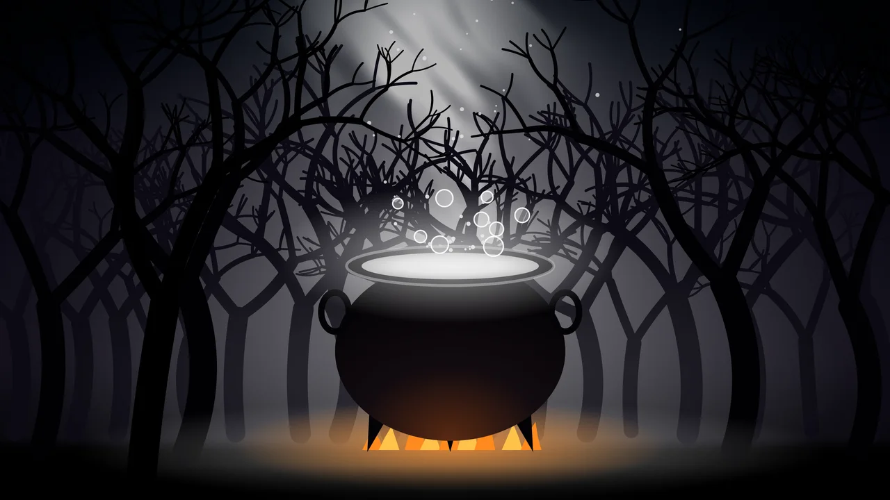 Black Witch Cauldron desktop wallpaper in 4K