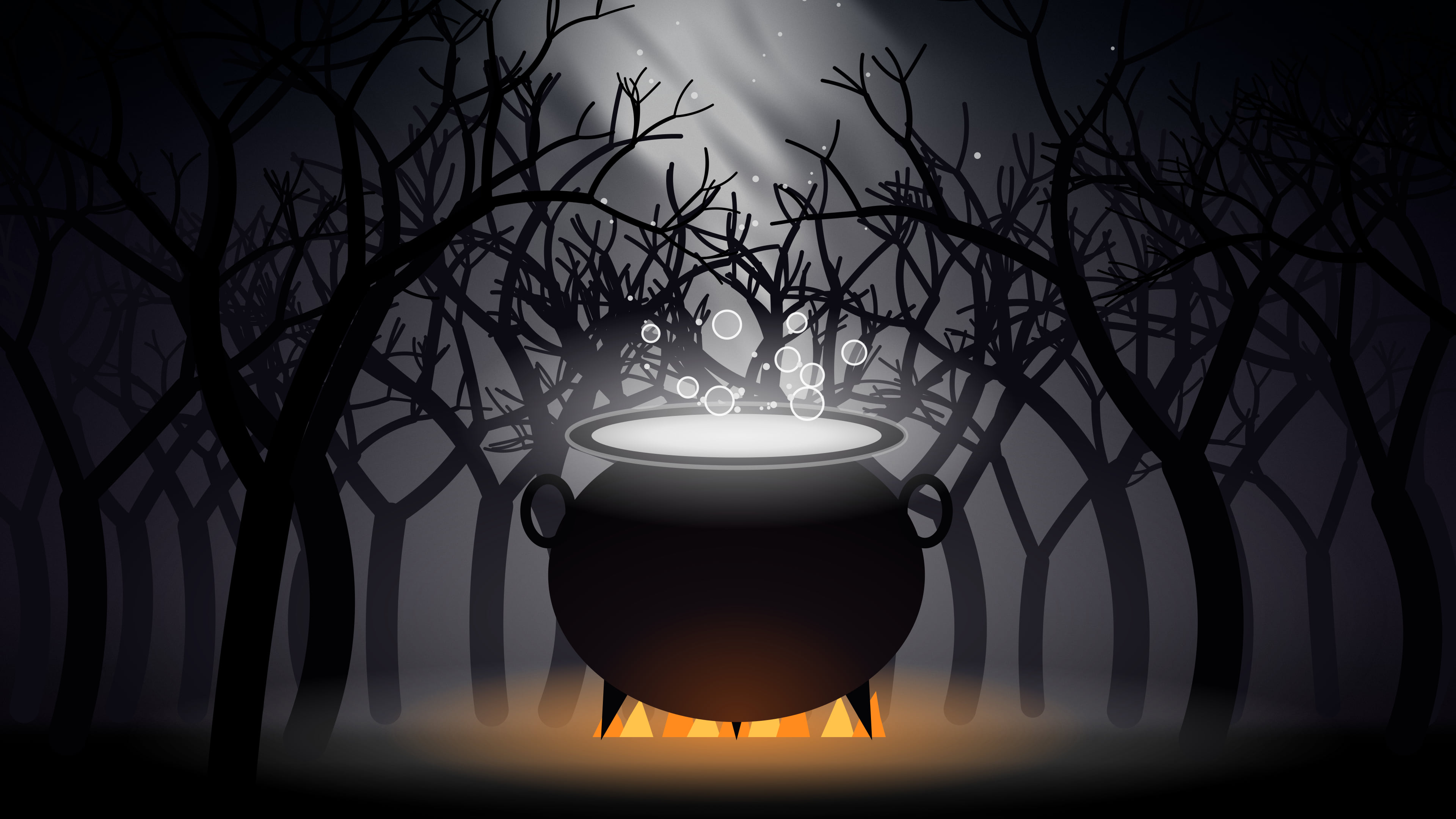 Black Witch Cauldron desktop wallpaper in 4K
