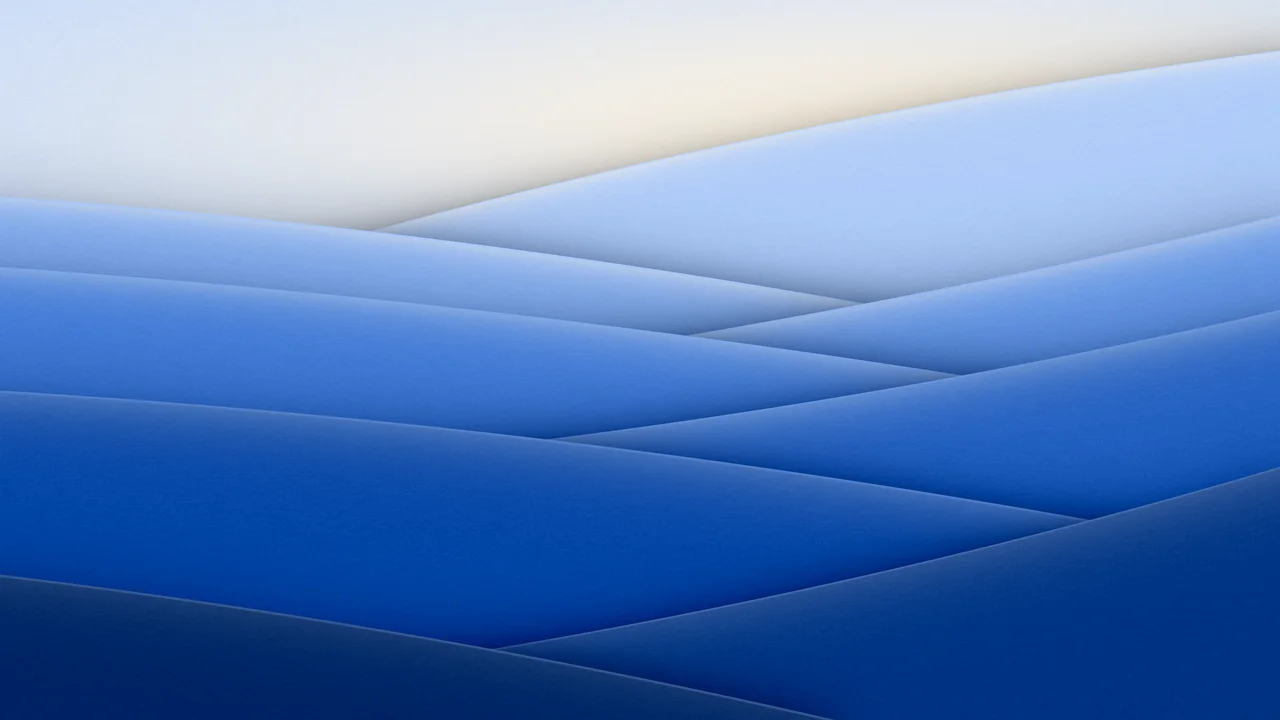 Blue 3D Paper Cut Abstract Arcs desktop wallpaper in 4K