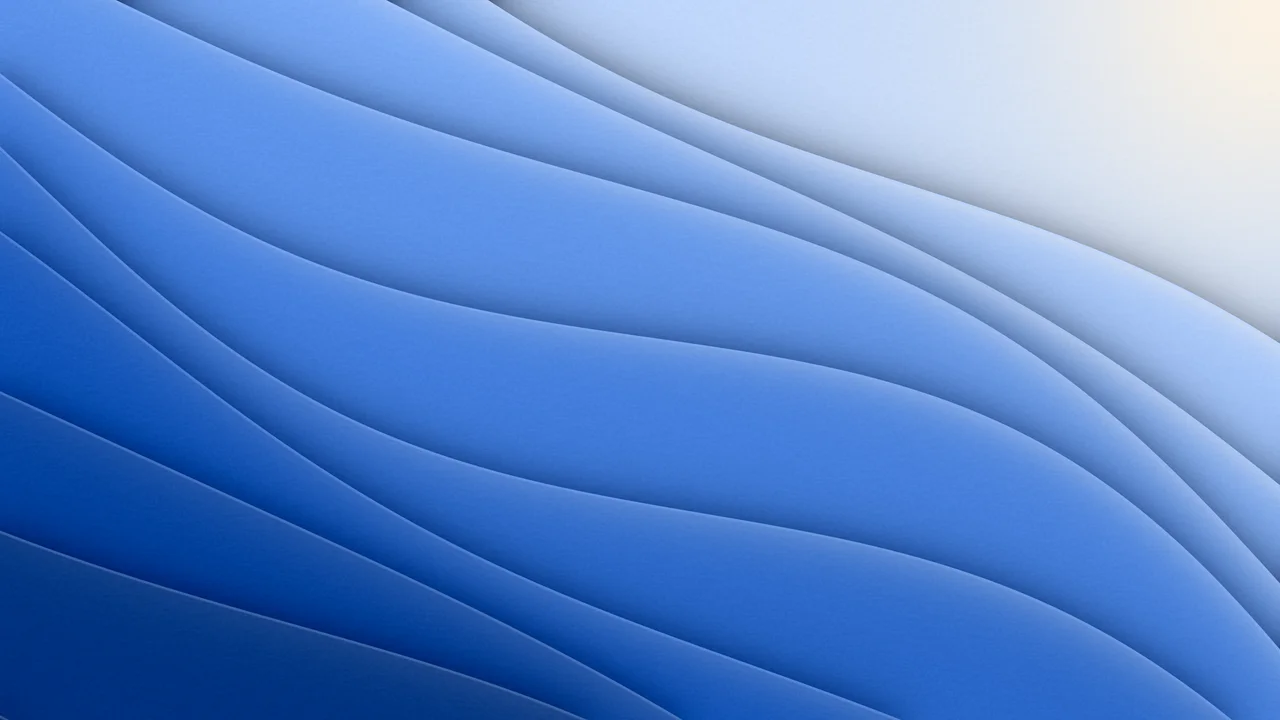 Blue 3D Paper Cut Abstract Curves desktop wallpaper in 4K