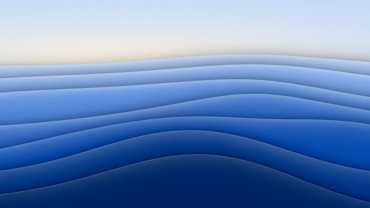 Blue 3D Paper Cut Abstract Layers desktop wallpaper in 4K