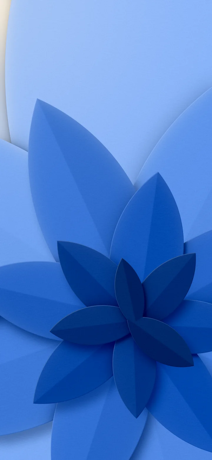 Blue 3D Paper Cut Abstract Petals wallpaper for iPhone and Android