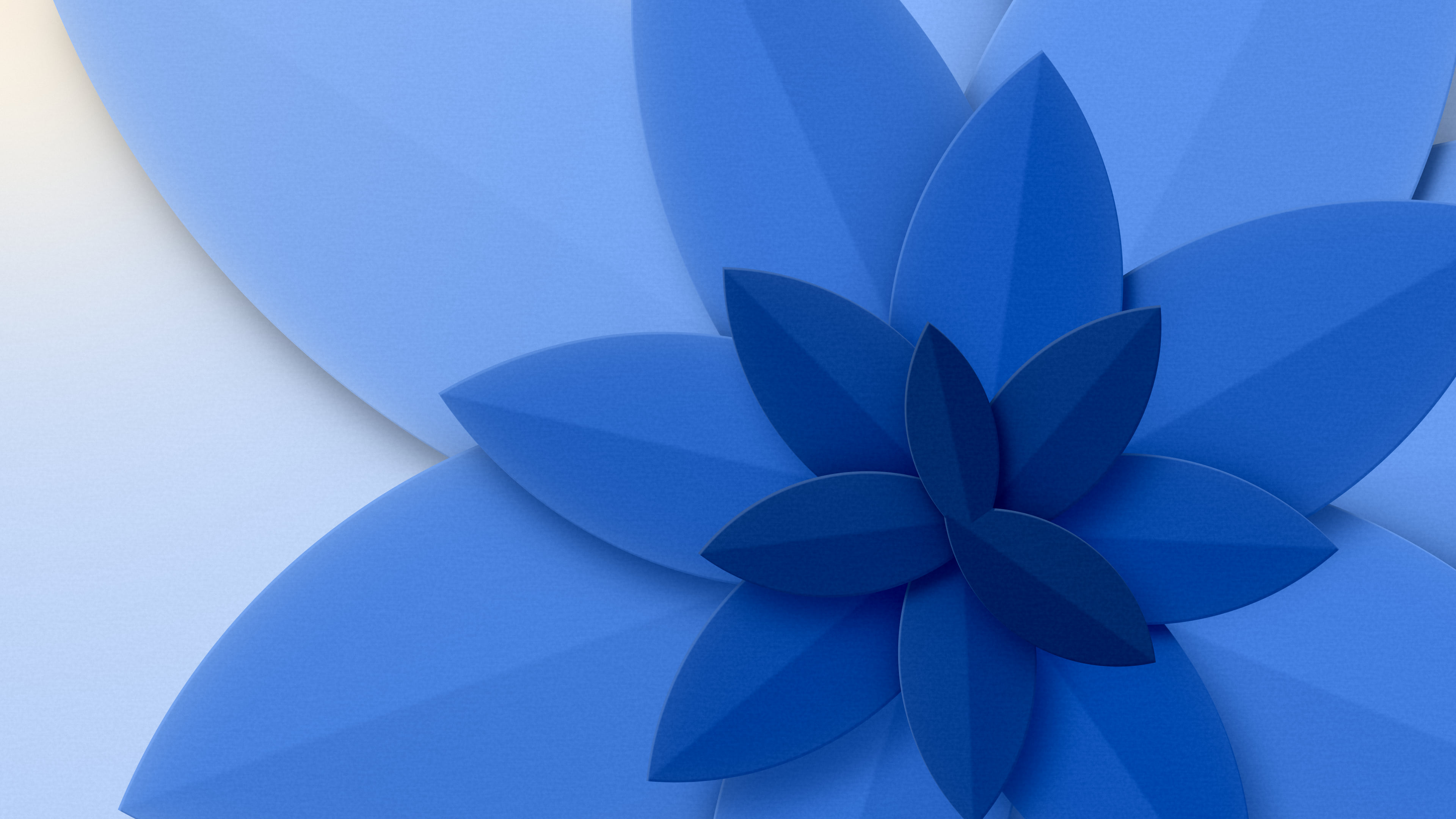 Blue 3D Paper Cut Abstract Petals desktop wallpaper in 4K