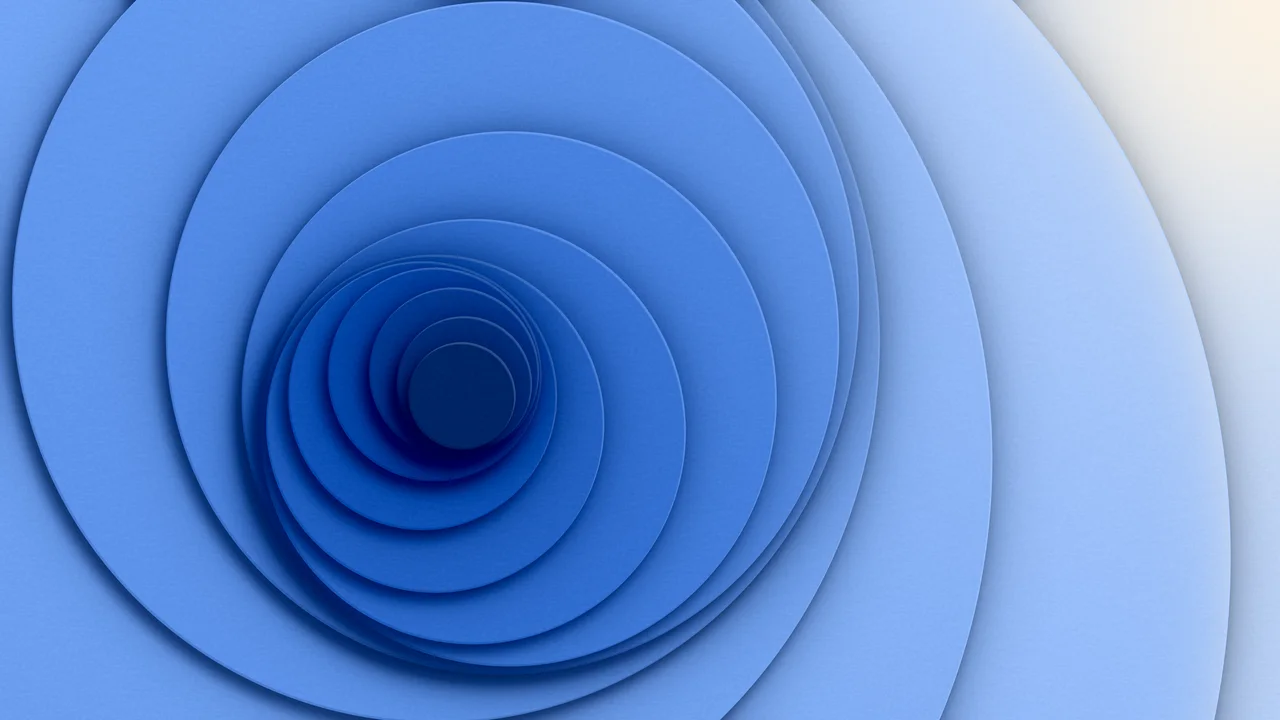 Blue 3D Paper Cut Abstract Whirl desktop wallpaper in 4K