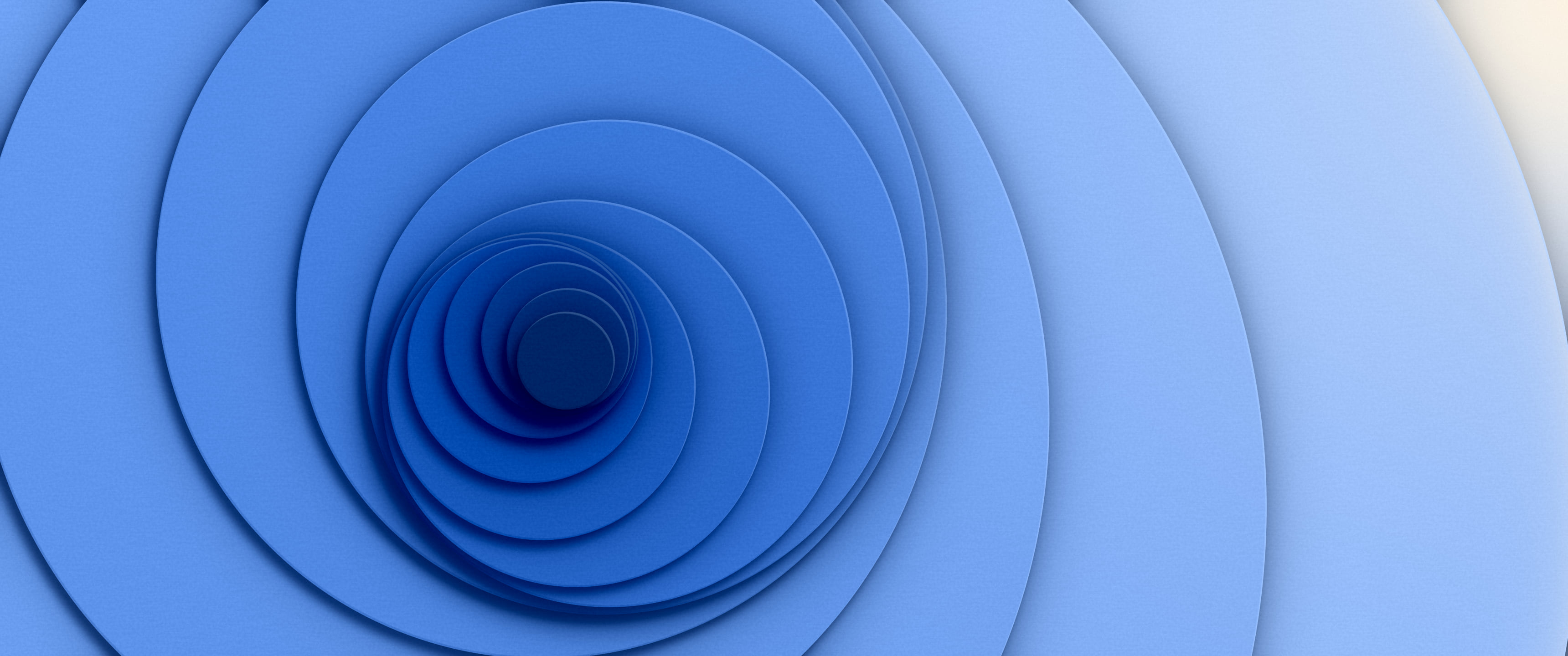 Blue 3D Paper Cut Abstract Whirl ultrawide wallpaper, 3440 × 1440