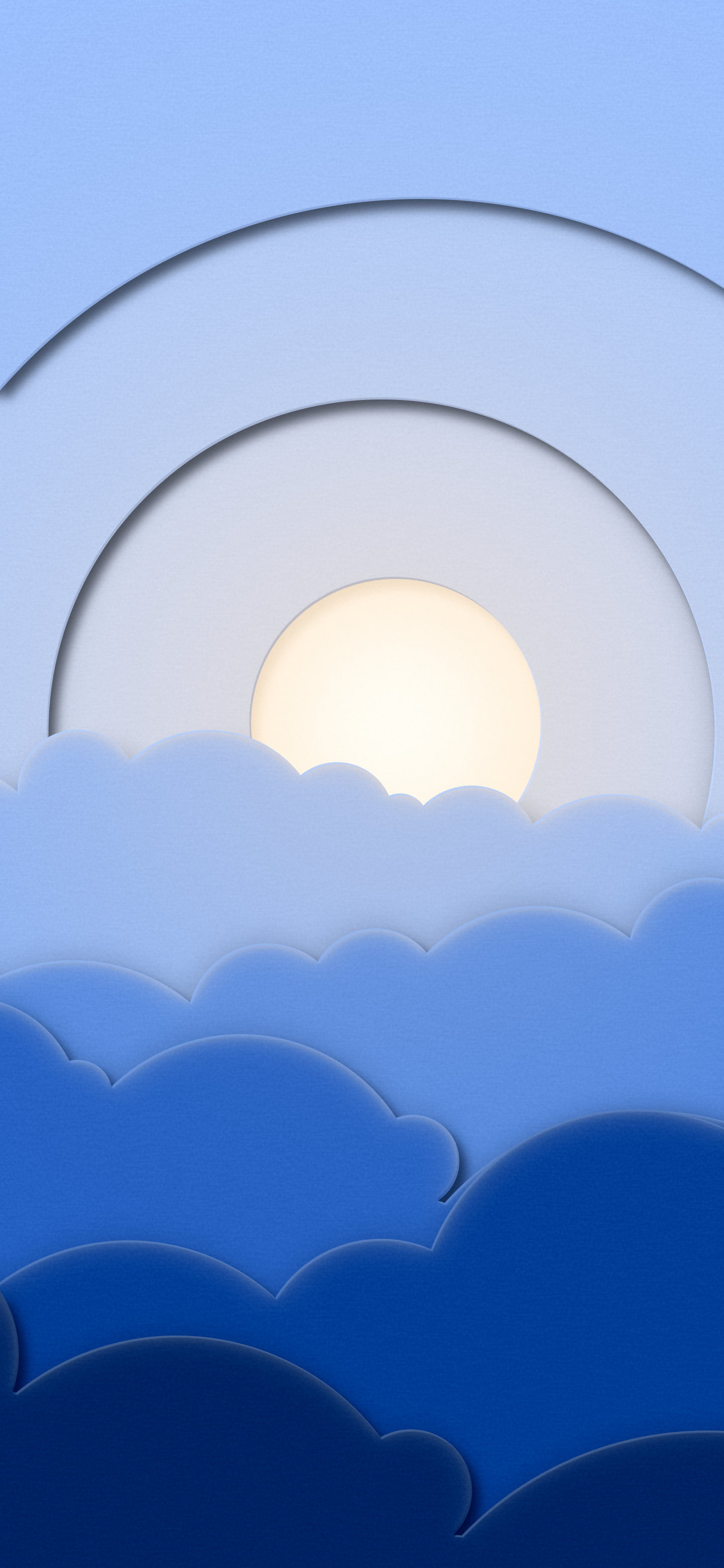 Blue 3D Paper Cut Clouds wallpaper for iPhone and Android