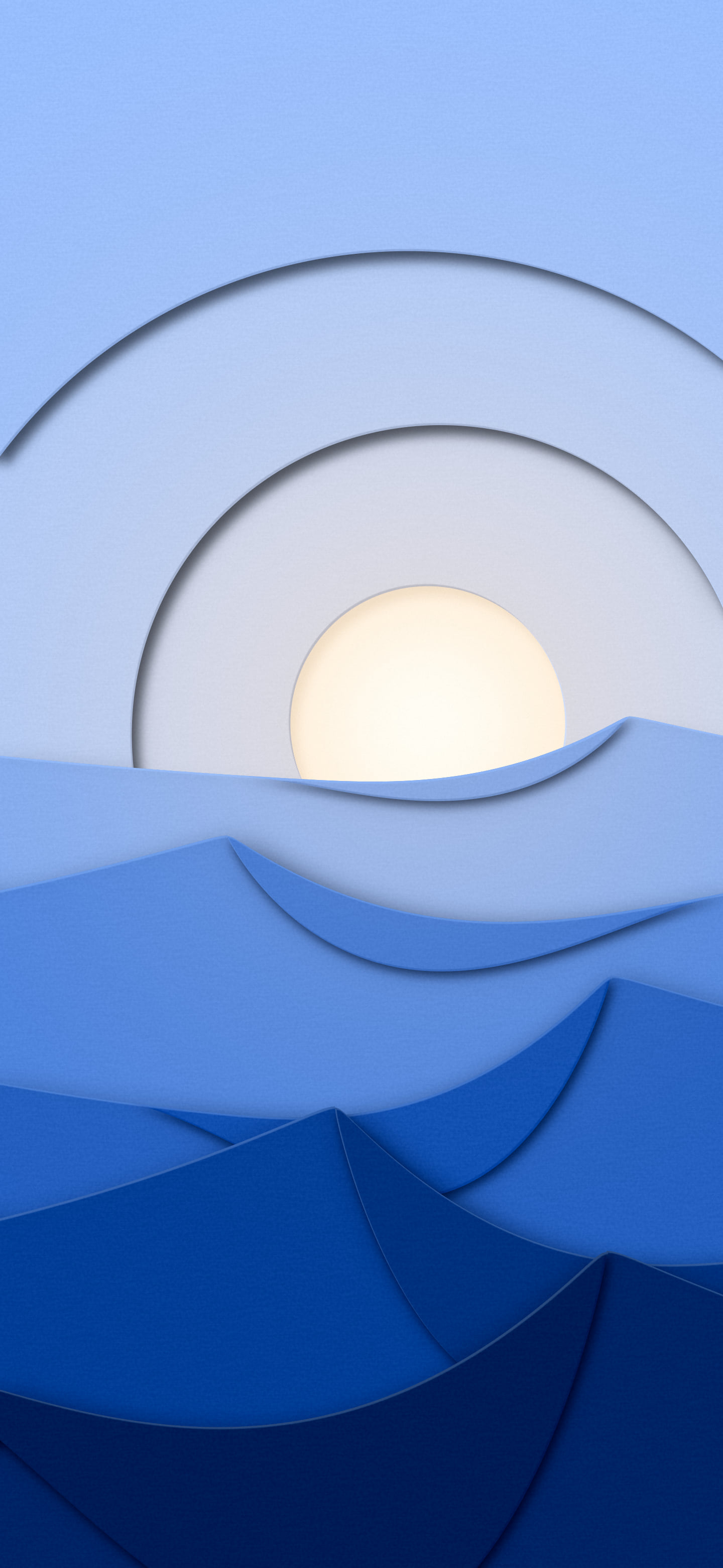 Blue 3D Paper Cut Desert Dunes at Sunset wallpaper for iPhone and Android