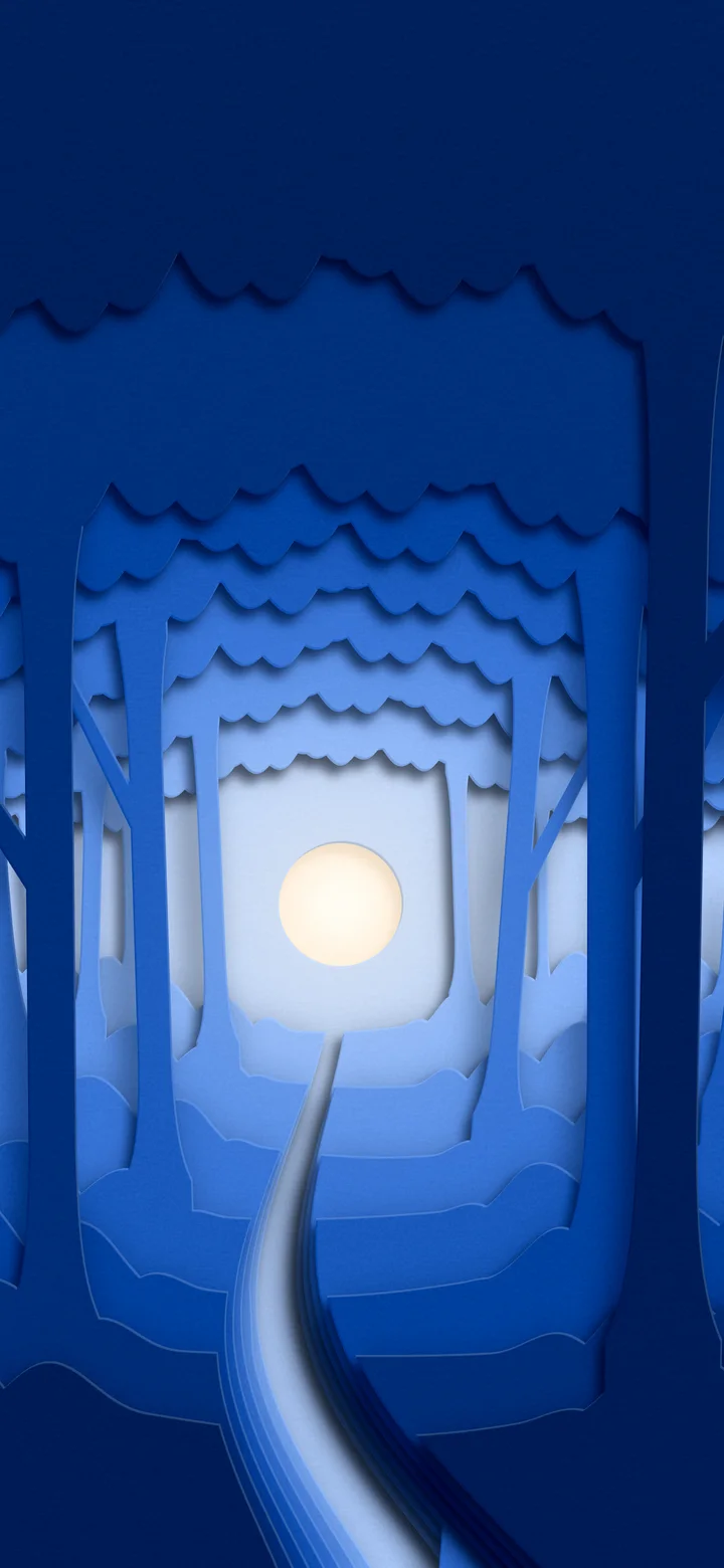 Blue 3D Paper Cut Forest wallpaper for iPhone and Android