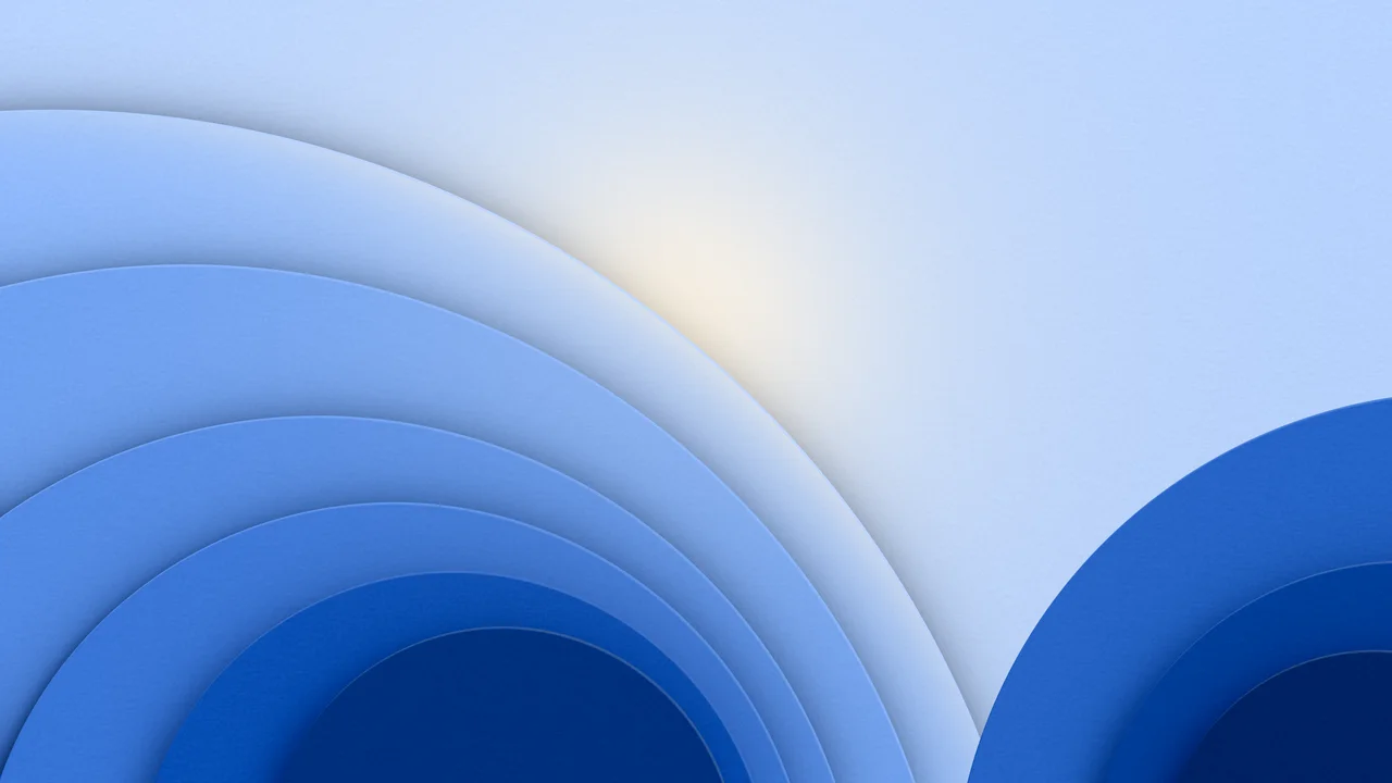 Blue 3D Paper Cut Geometric Circles desktop wallpaper in 4K