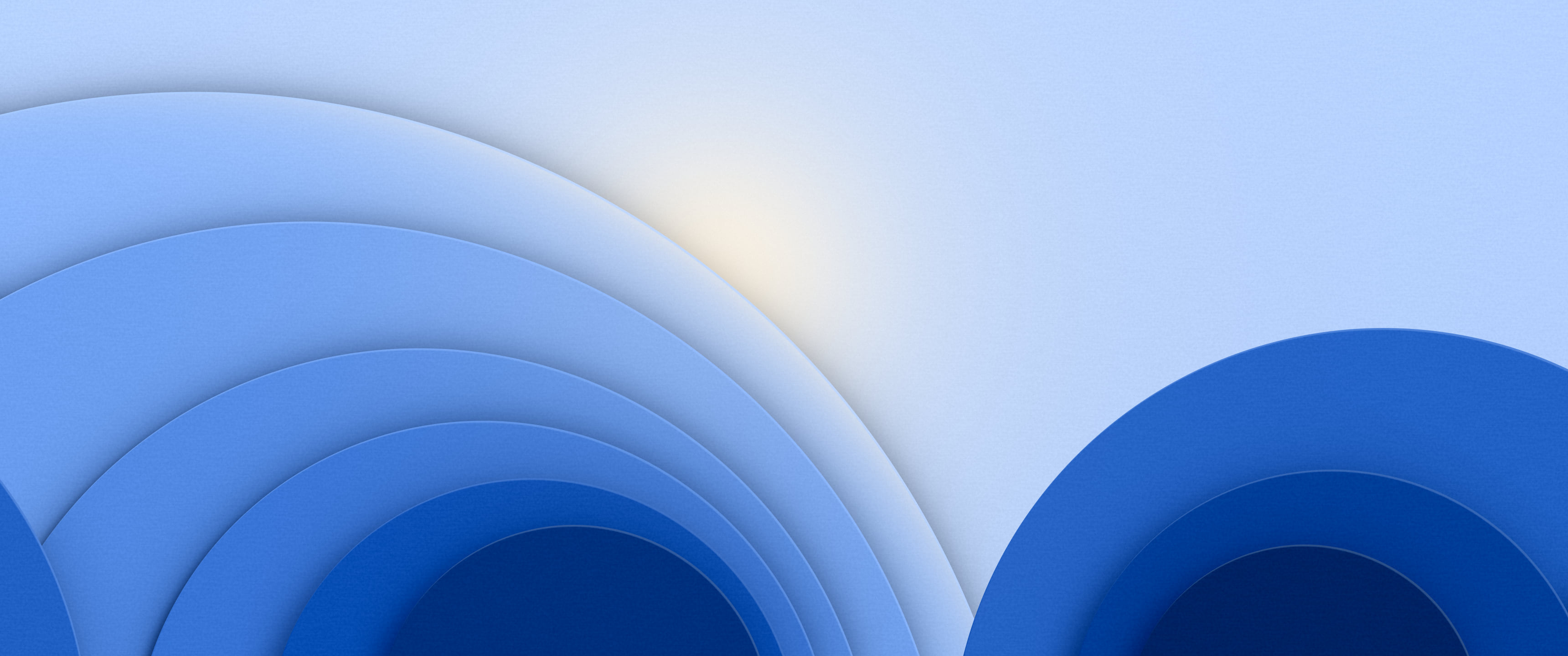Blue 3D Paper Cut Geometric Circles ultrawide wallpaper, 3440 × 1440