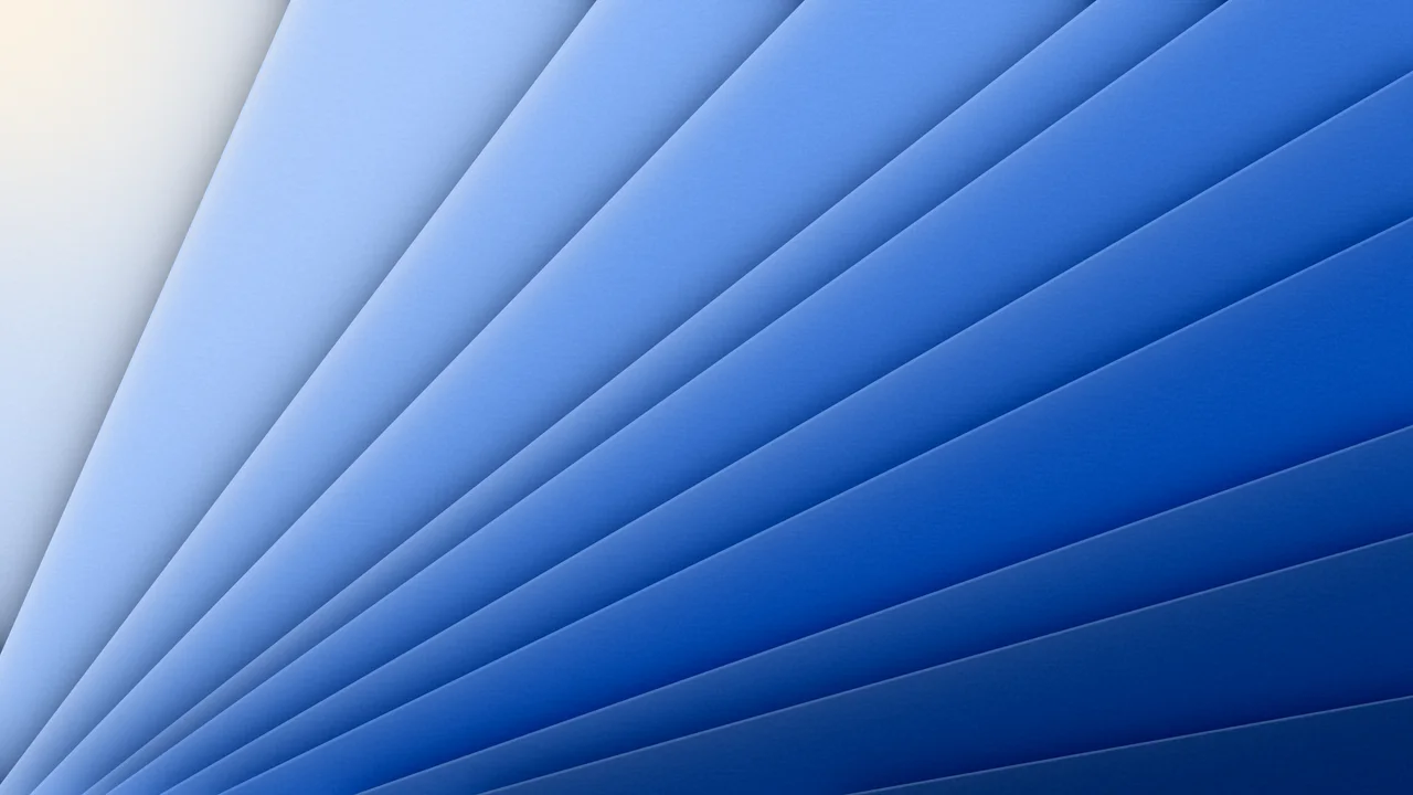 Blue 3D Paper Cut Geometric Fan desktop wallpaper in 4K