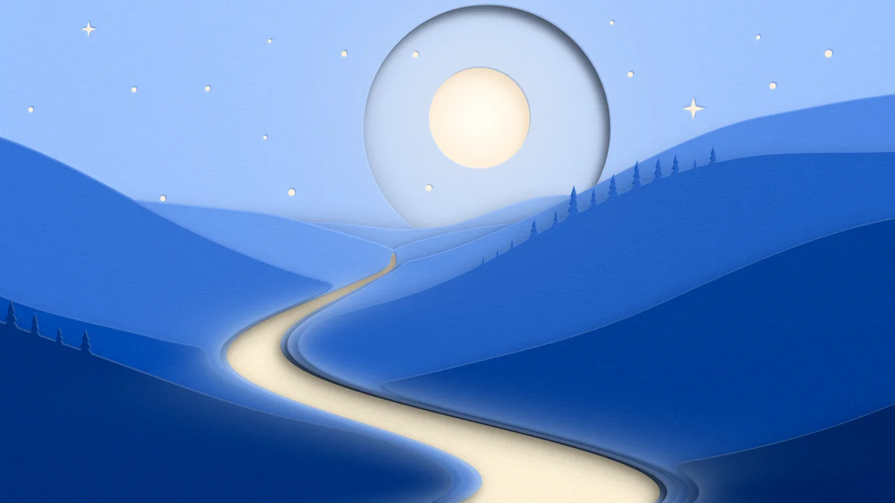 Blue 3D Paper Cut River Valley desktop wallpaper in 4K