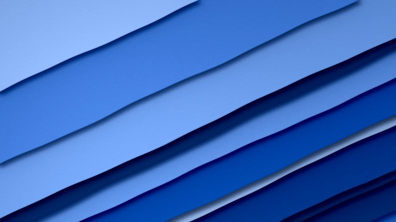 Blue 3D Paper Cut Stripes desktop wallpaper in 4K