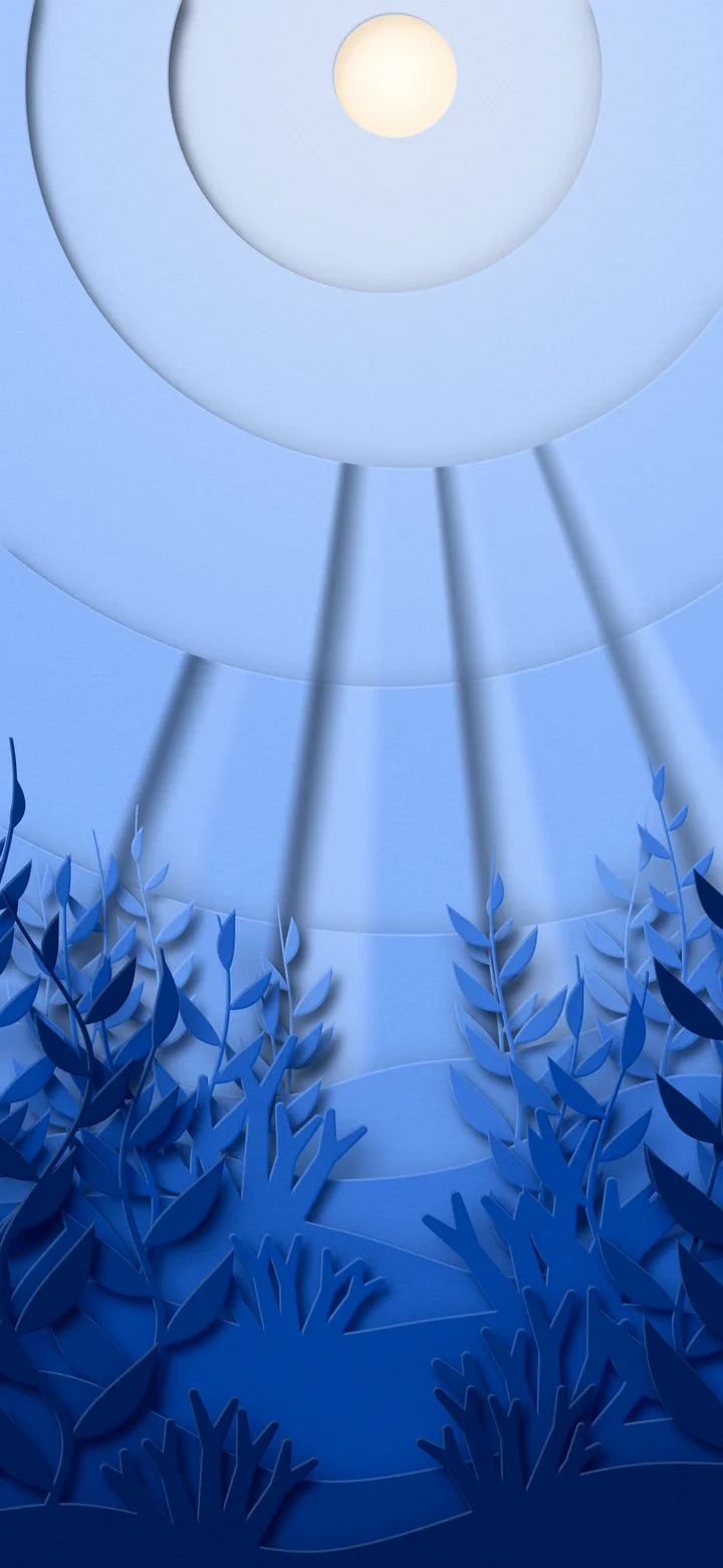 Blue 3D Paper Cut Underwater Kelp wallpaper for iPhone and Android