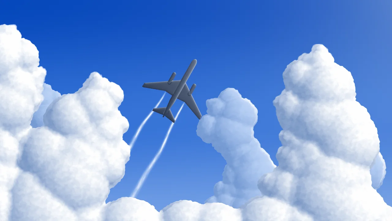 Blue Airplane in the Clouds desktop wallpaper in 4K