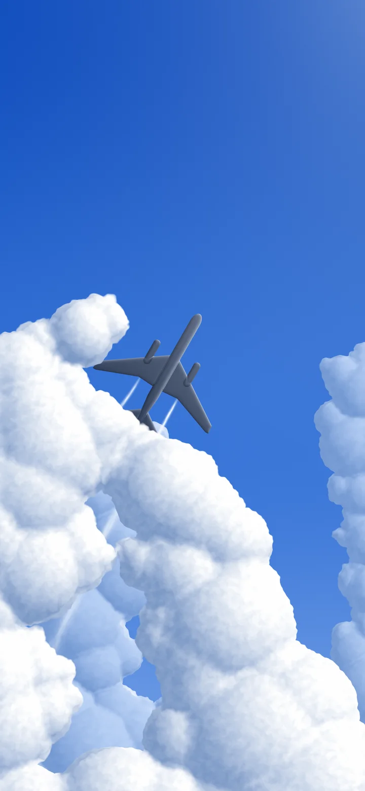 Blue Airplane in the Clouds wallpaper for iPhone and Android