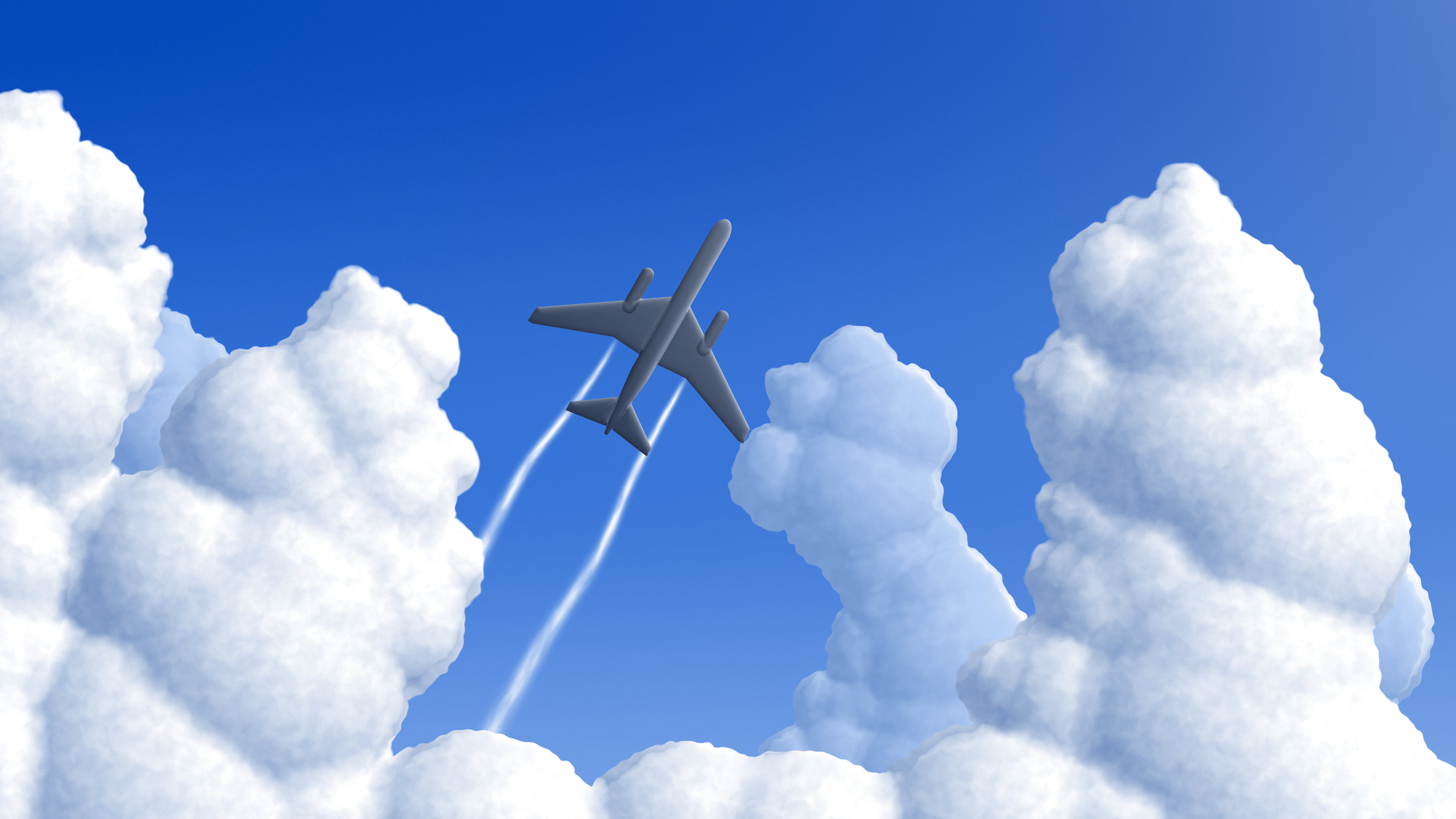 Blue Airplane in the Clouds desktop wallpaper in 4K