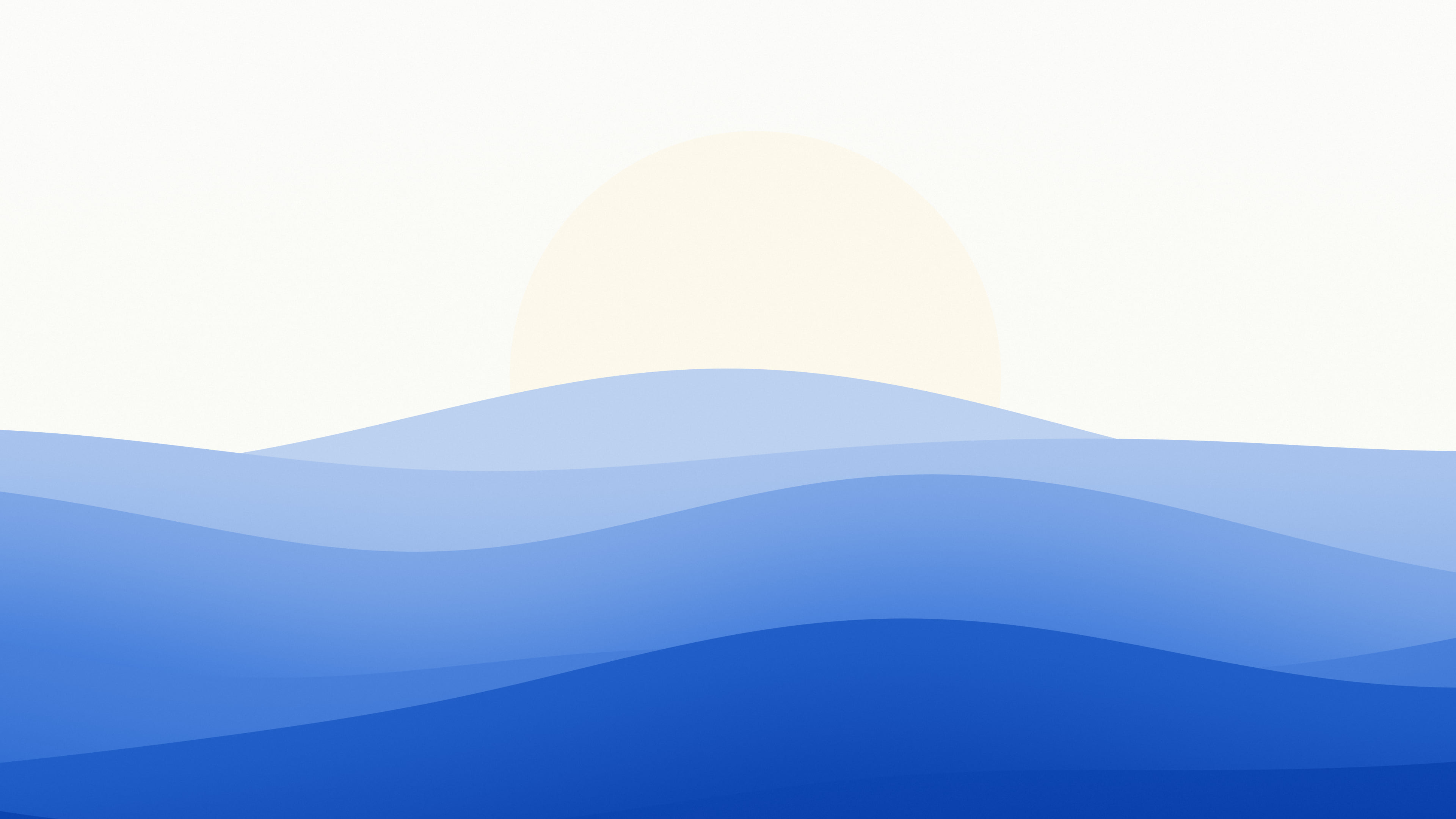 Blue and White Minimalist Sunset Hills desktop wallpaper in 4K