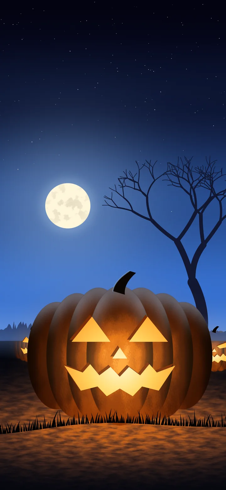 Blue Carved Jack O Lantern wallpaper for iPhone and Android