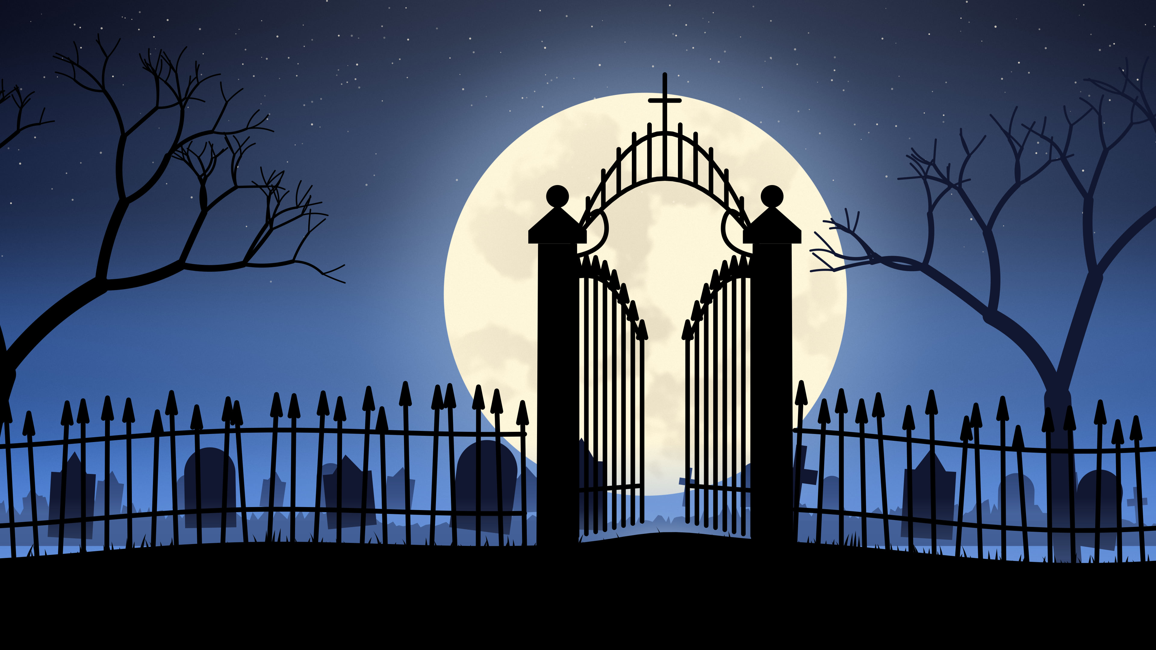 Blue Cemetery Gate desktop wallpaper in 4K