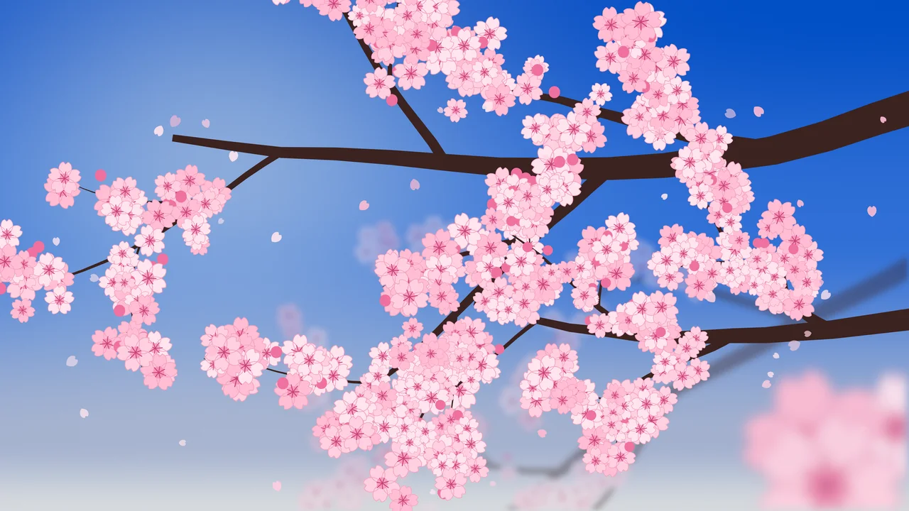 Blue Cherry Blossom Branch desktop wallpaper in 4K