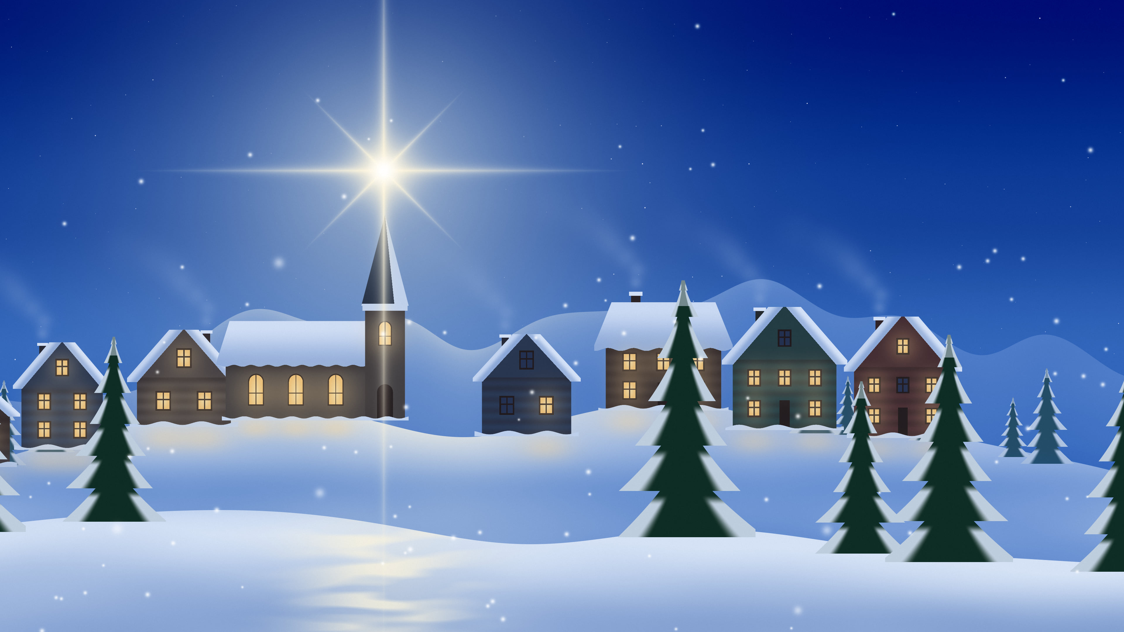 Blue Christmas Star desktop wallpaper in 4K
