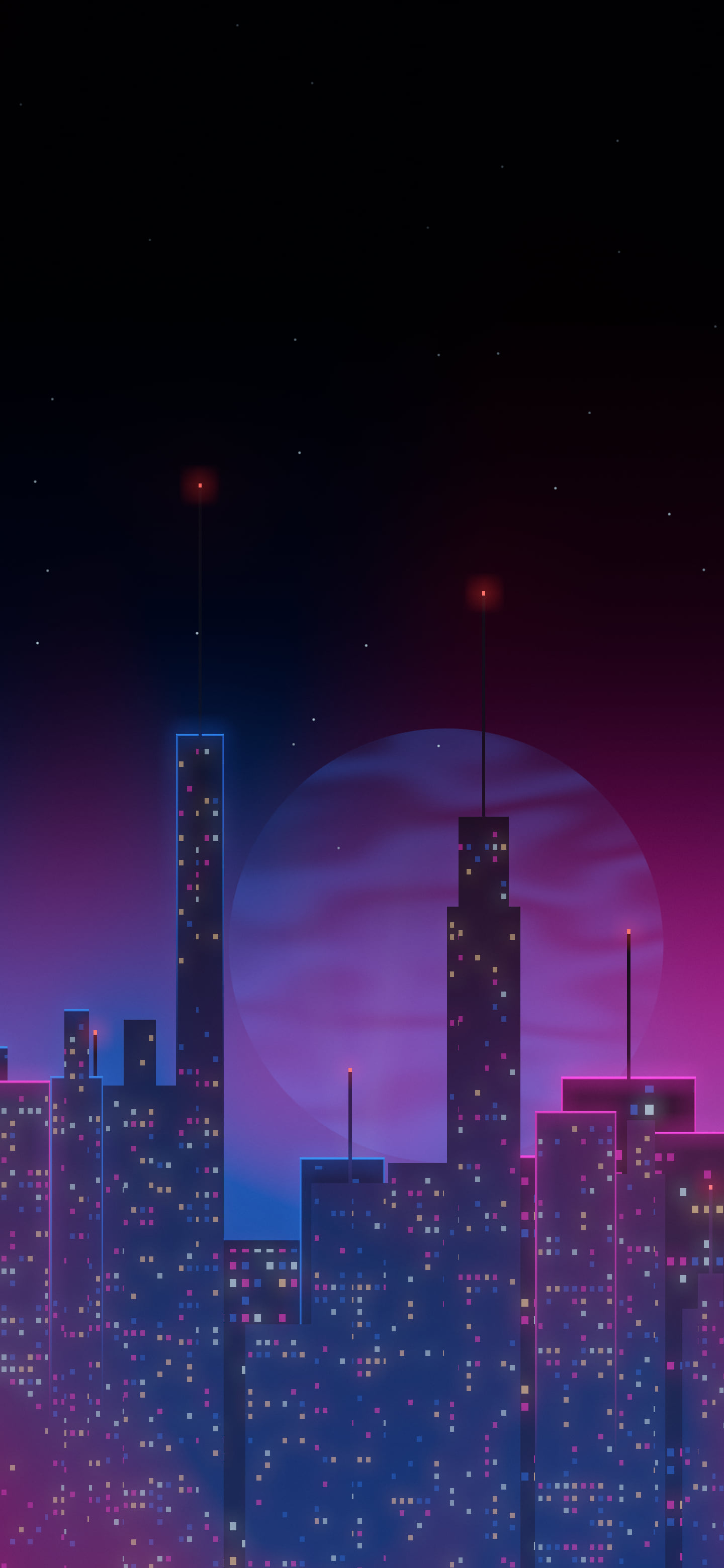 Blue Cyberpunk Skyline wallpaper for iPhone and Android