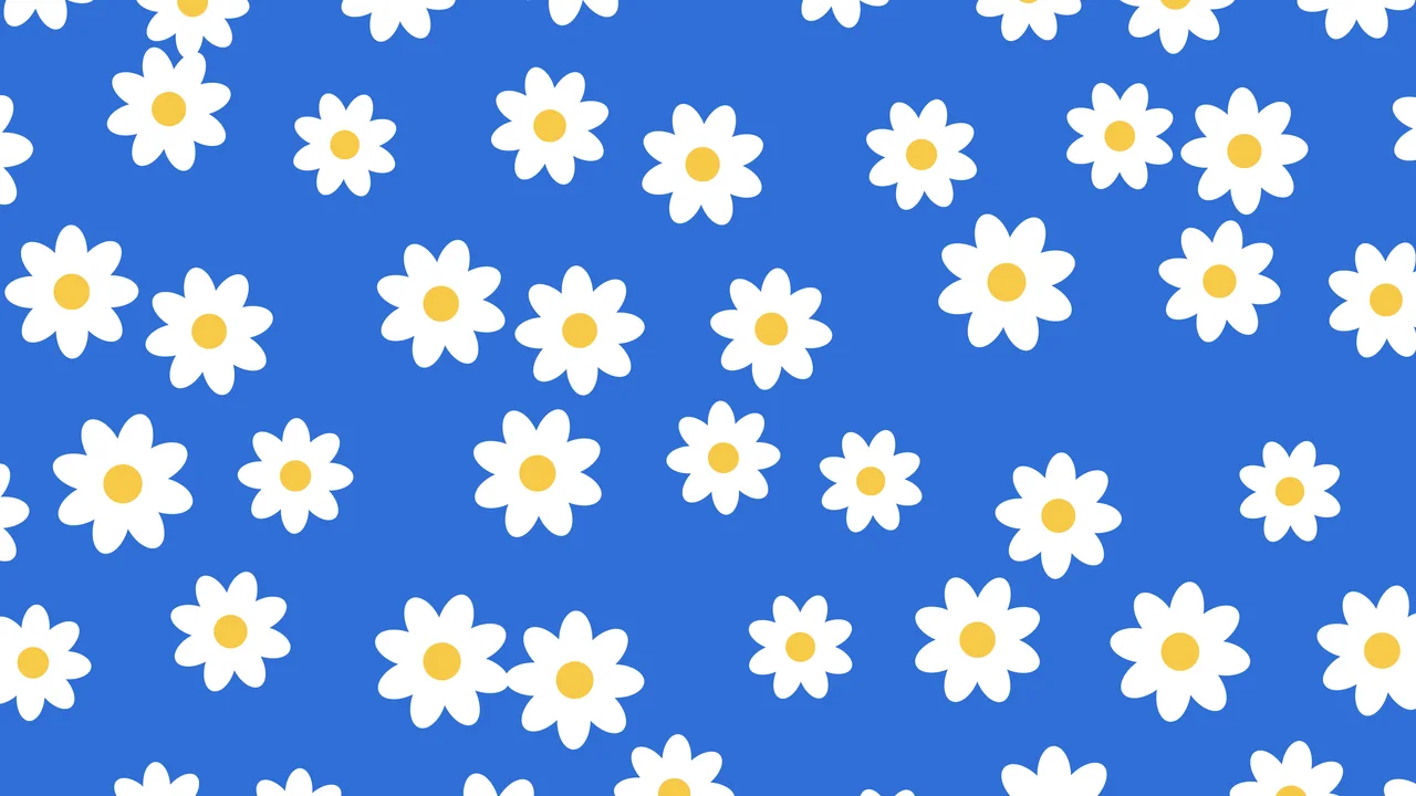 Blue Daisy Flower Pattern desktop wallpaper in 4K