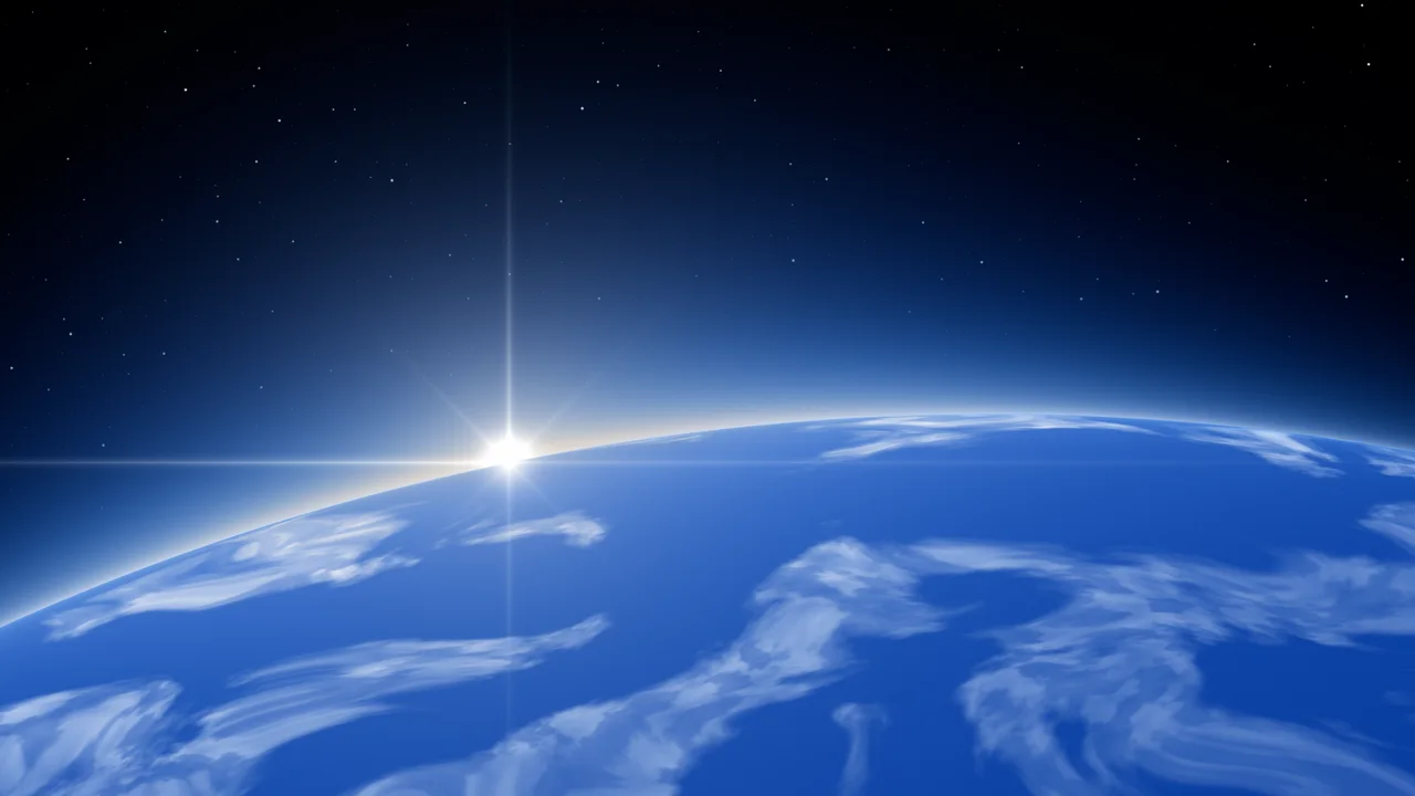 Blue Earth Sunrise from Space desktop wallpaper in 4K