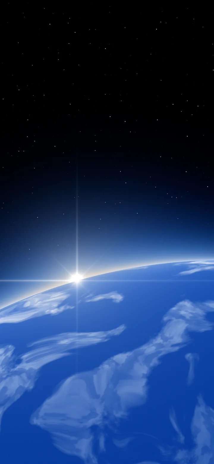 Blue Earth Sunrise from Space wallpaper for iPhone and Android
