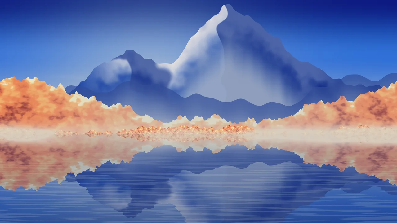 Blue Fall Mountain Lake desktop wallpaper in 4K