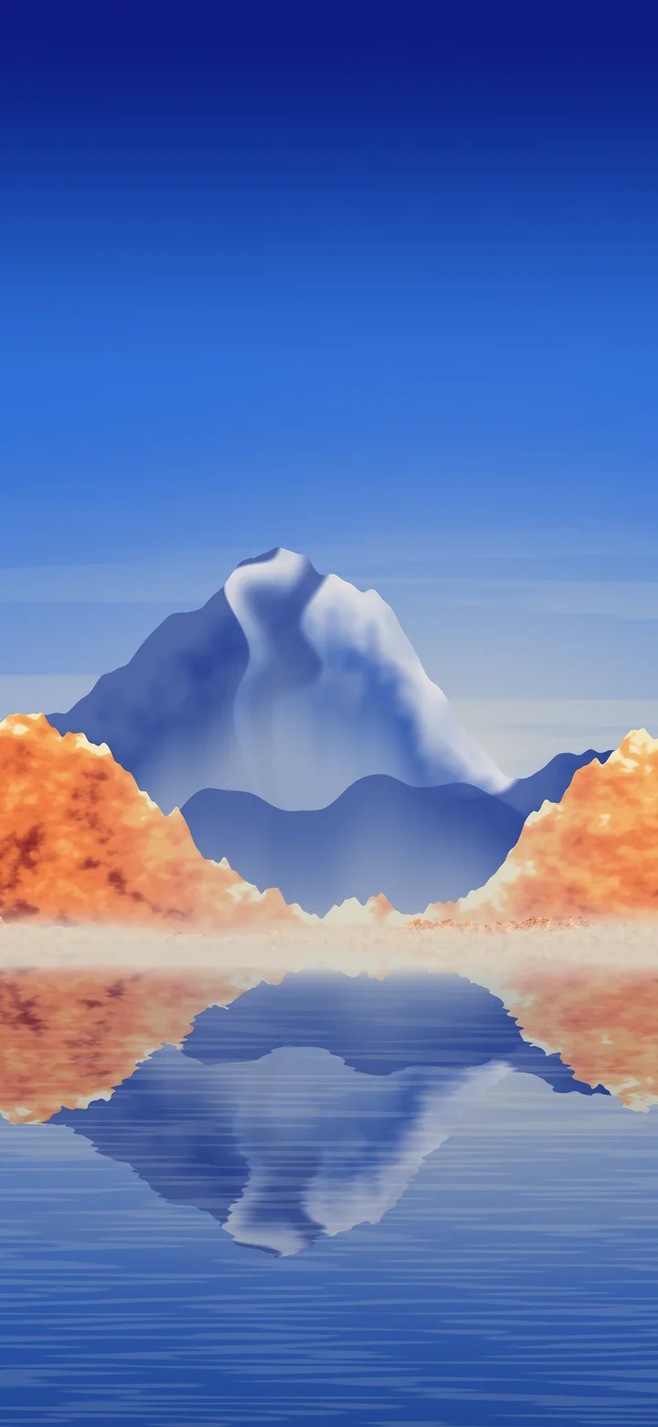 Blue Fall Mountain Lake wallpaper for iPhone and Android