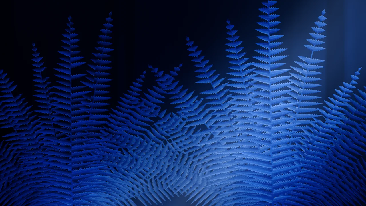 Blue Fern Leaves desktop wallpaper in 4K