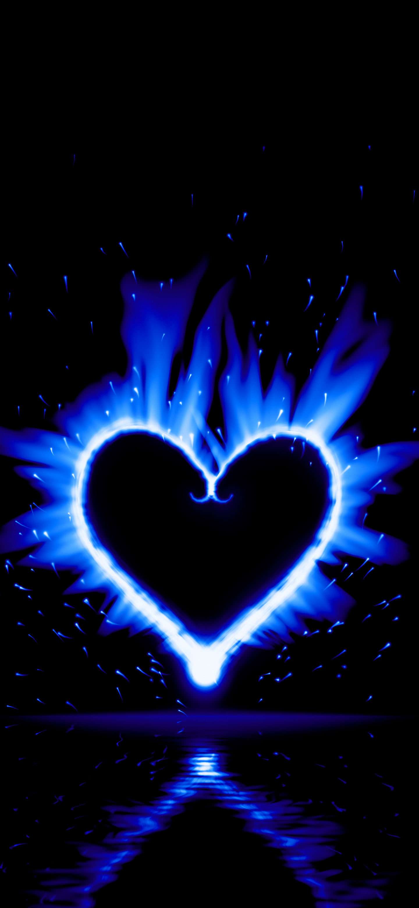 Blue Fire Heart wallpaper for iPhone and Android