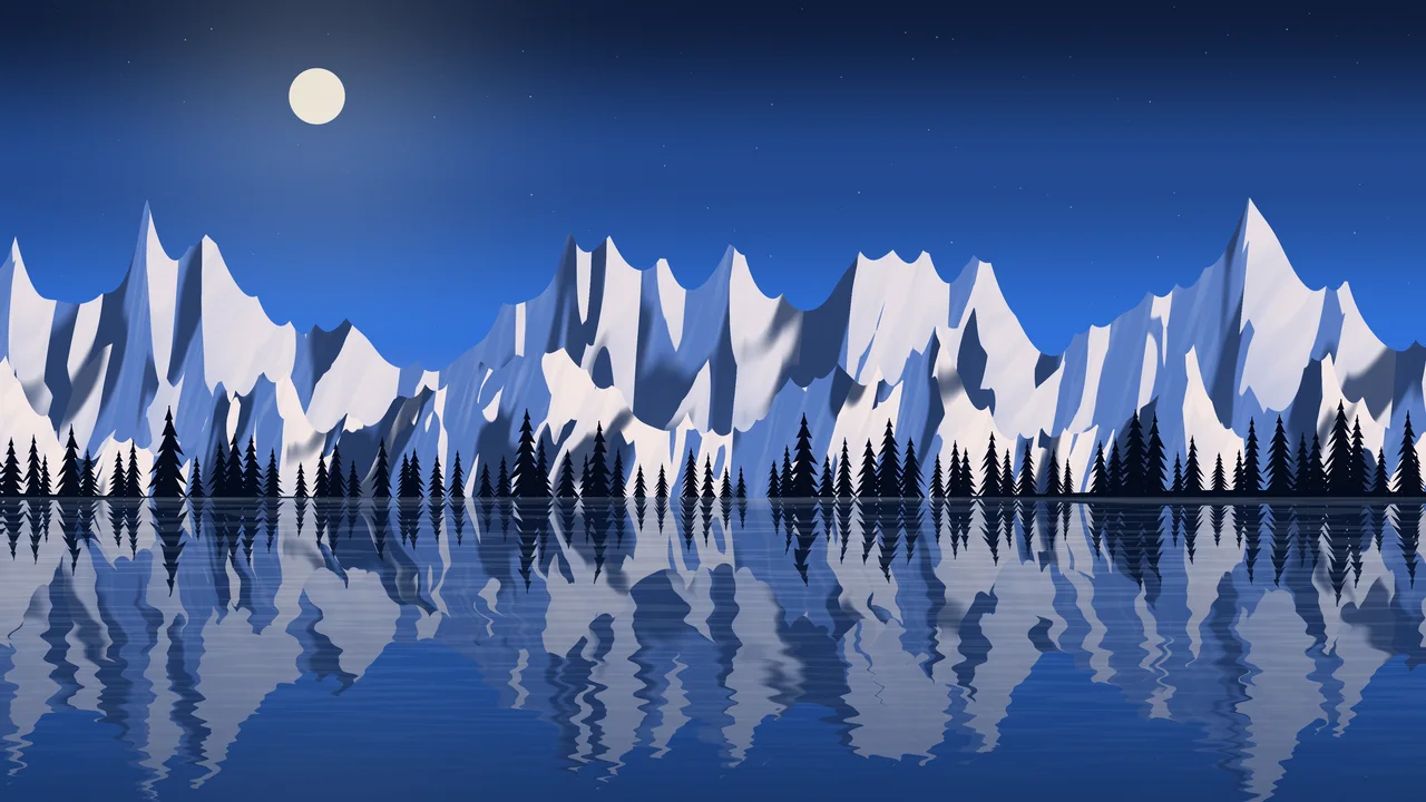 Blue Frozen Mountain Lake desktop wallpaper in 4K