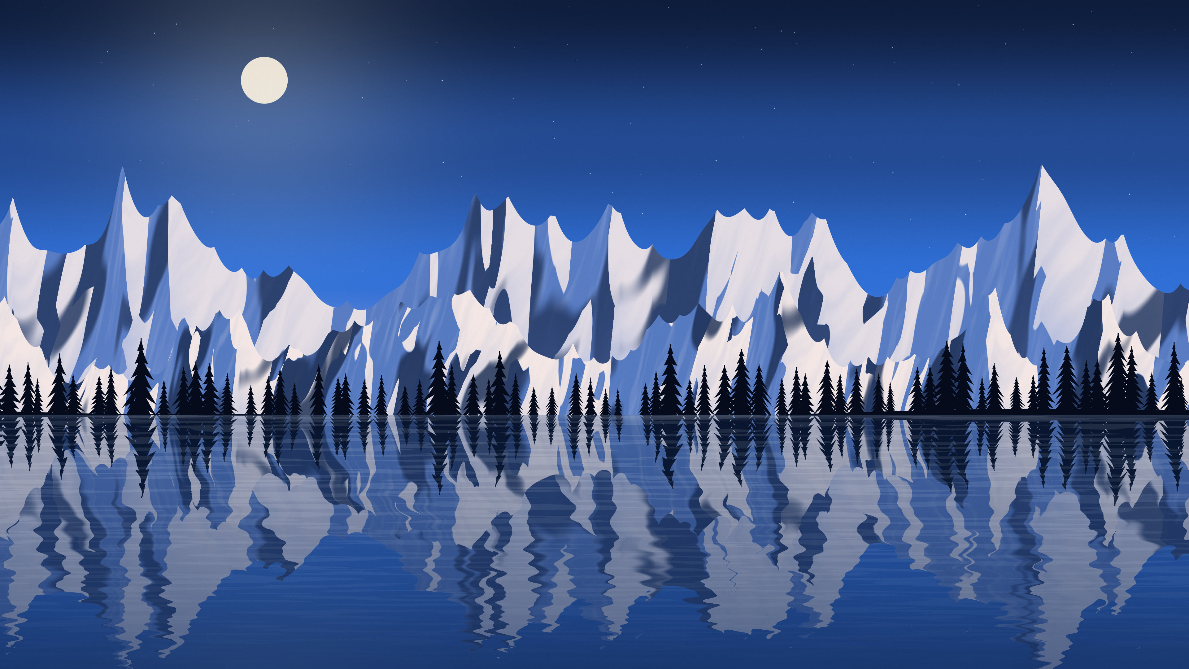 Blue Frozen Mountain Lake desktop wallpaper in 4K