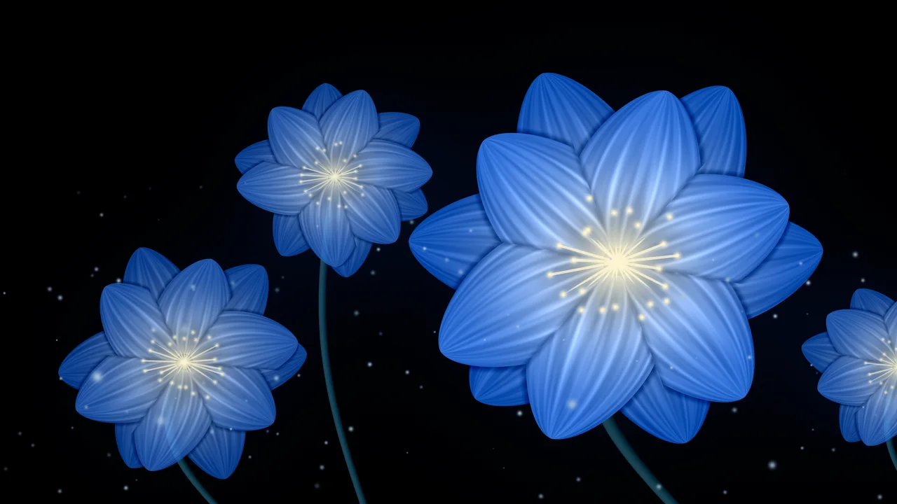 Blue Glowing Flower desktop wallpaper in 4K