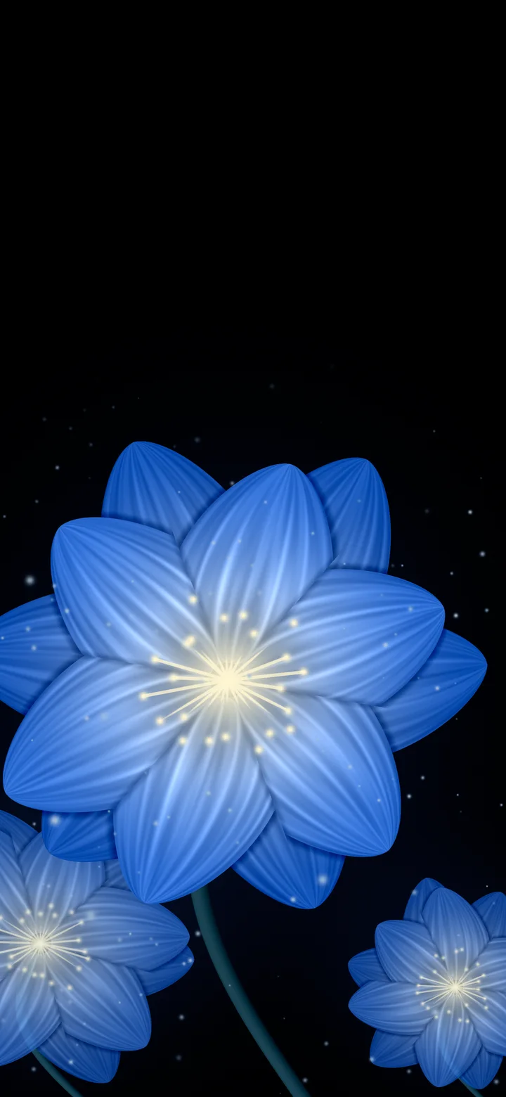Blue Glowing Flower wallpaper for iPhone and Android