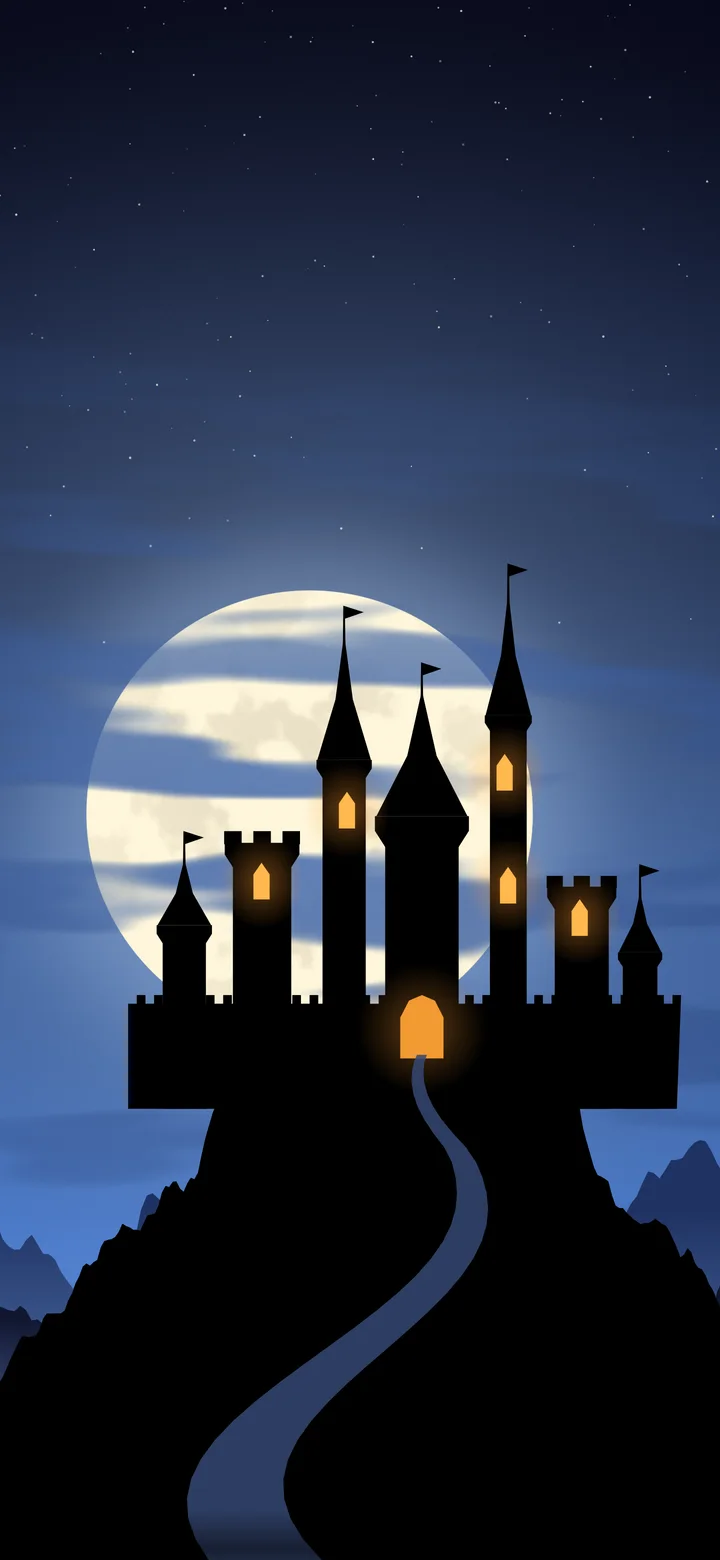Blue Haunted Castle wallpaper for iPhone and Android