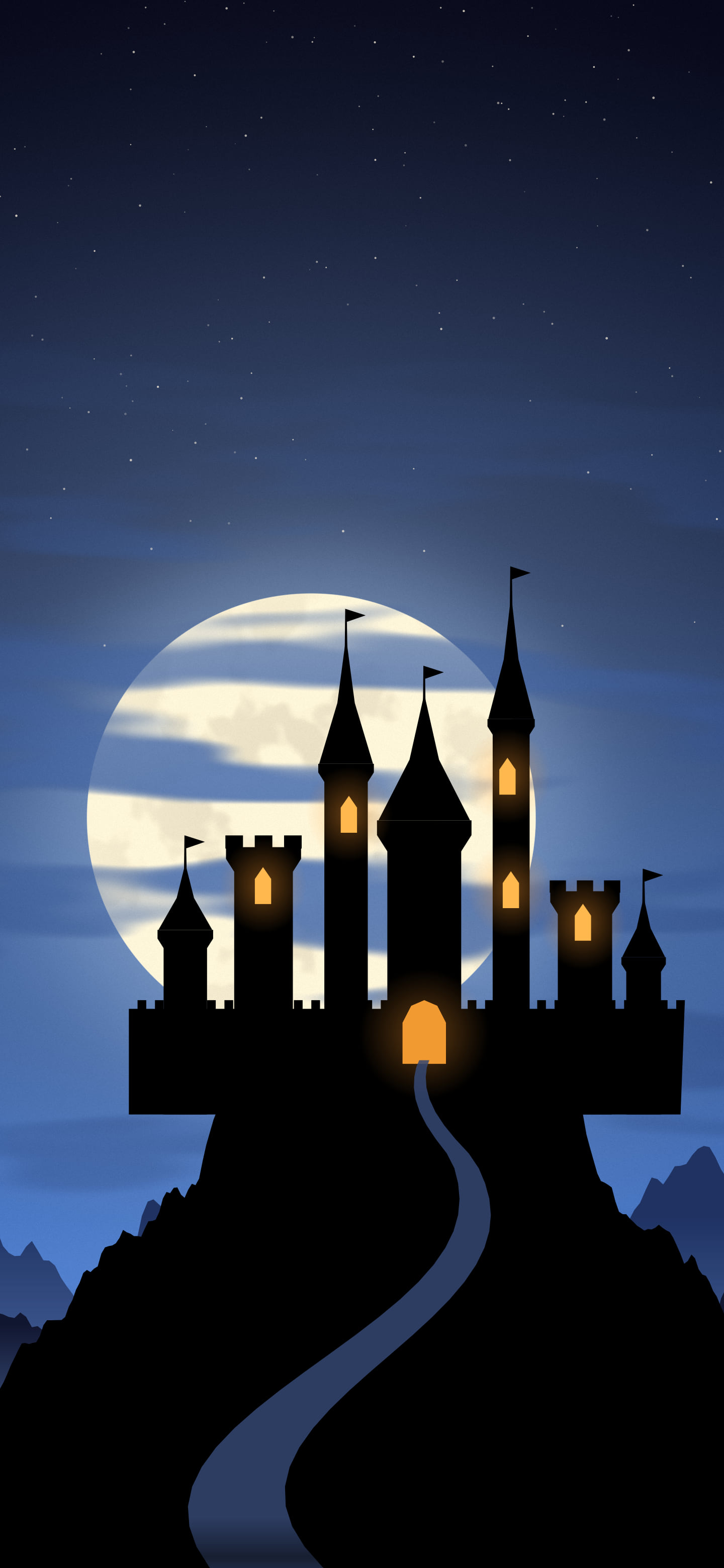 Blue Haunted Castle wallpaper for iPhone and Android