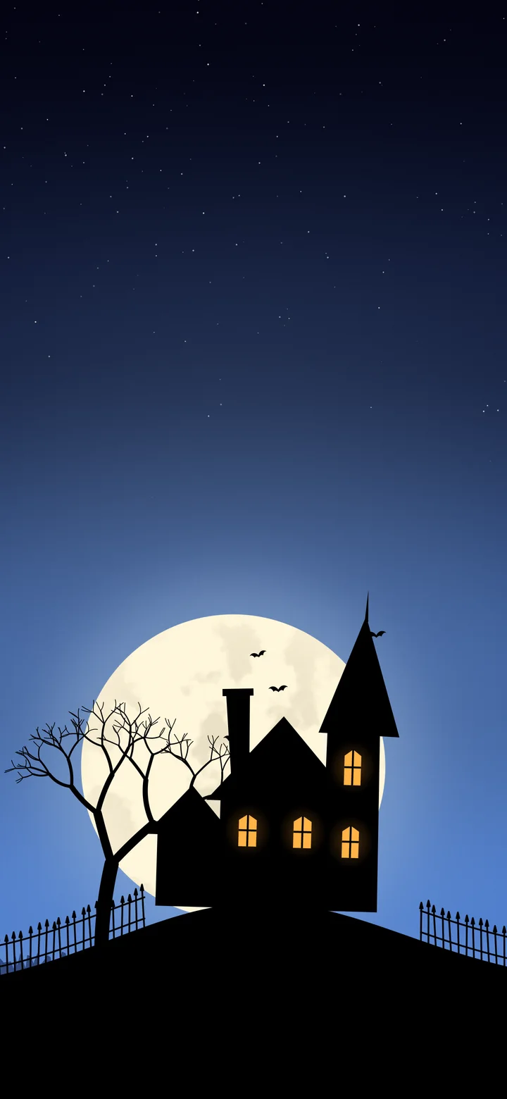 Blue Haunted House wallpaper for iPhone and Android