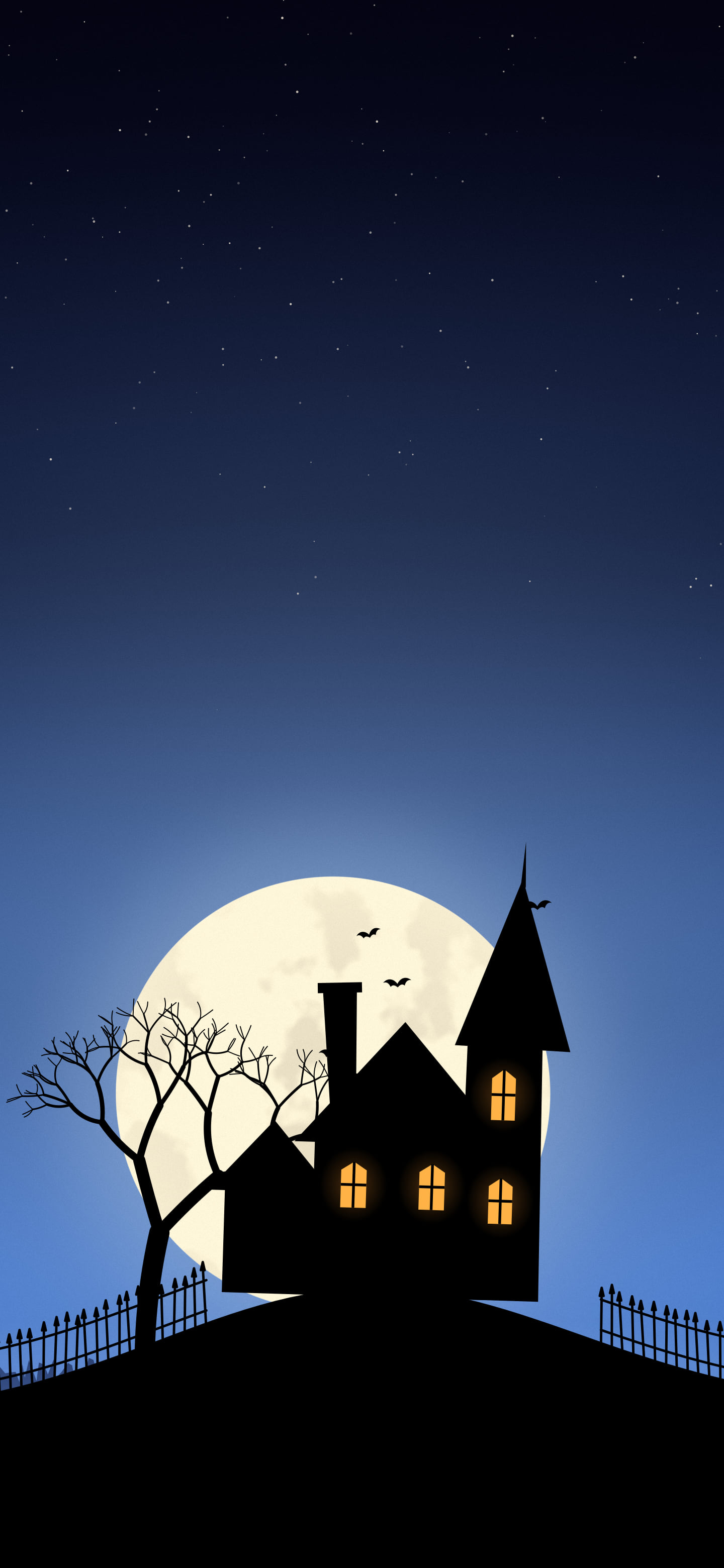 Blue Haunted House wallpaper for iPhone and Android