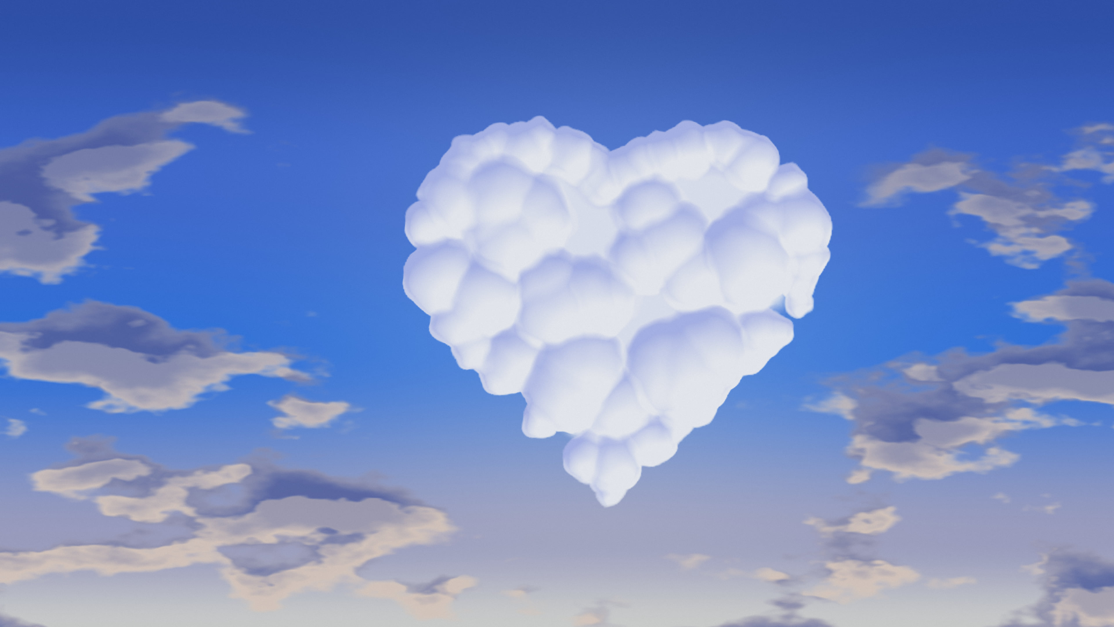 Blue Heart Cloud Sky desktop wallpaper in 4K